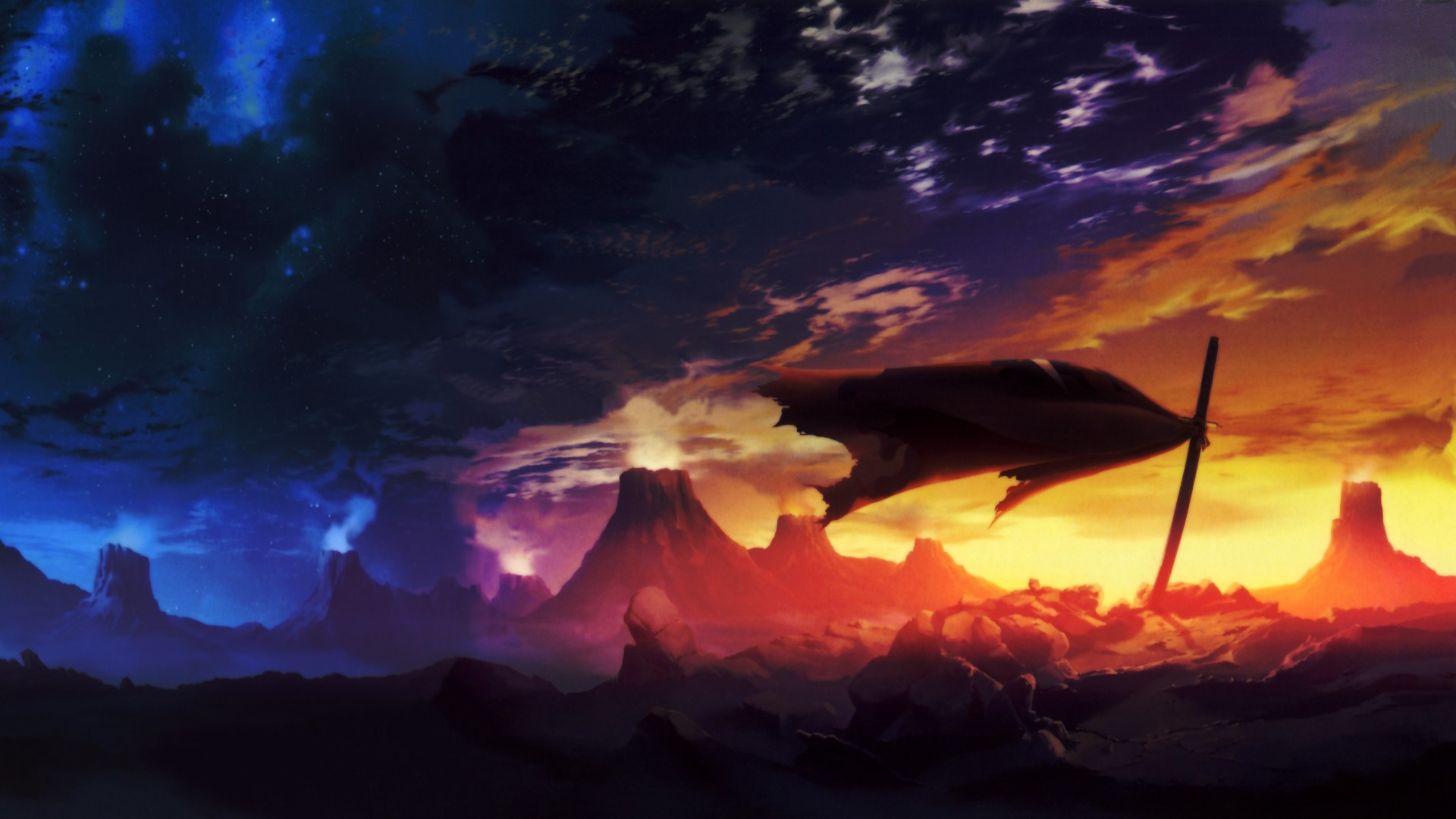 Tengen Toppa Gurren Lagann fantasy art with sword and flag HD Wallpaper
