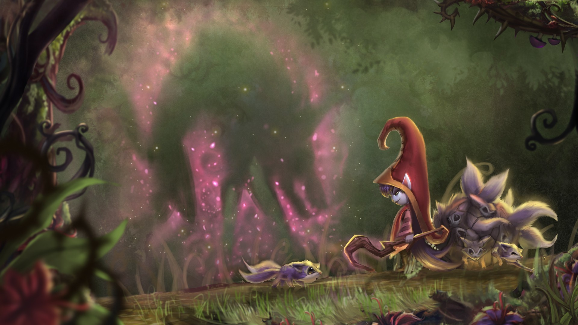 Lulu and Pix in a mystical forest HD Wallpaper