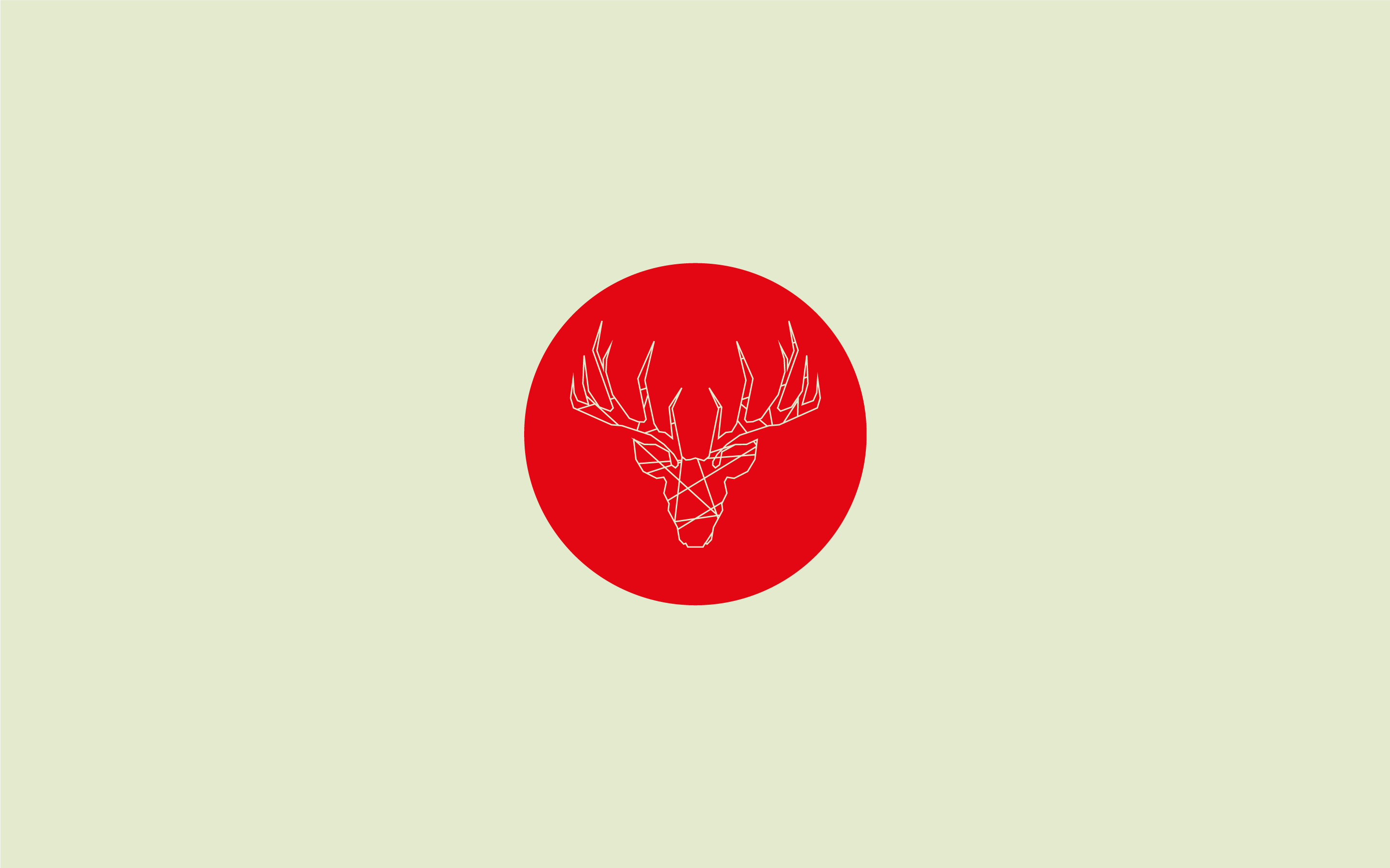 Minimalist deer head inside a red circle HD Wallpaper