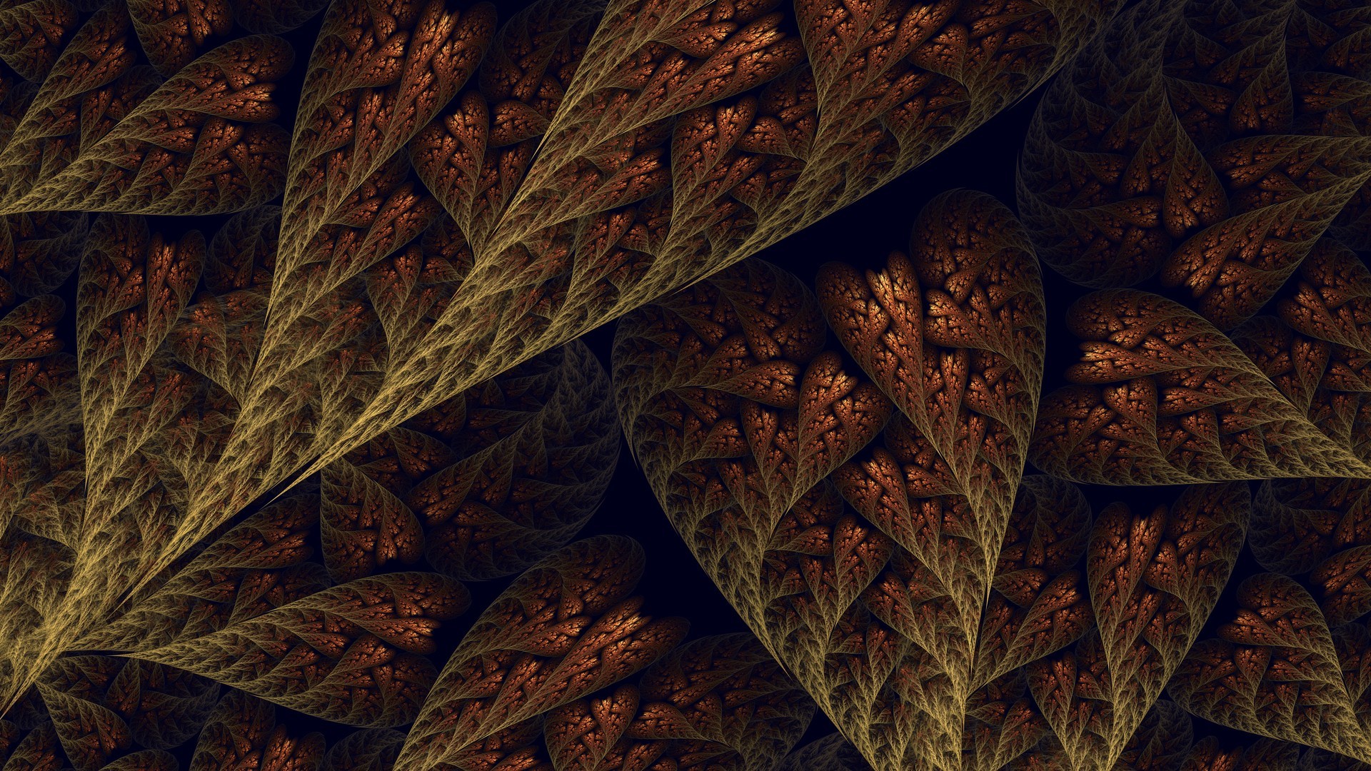 Abstract fractal pattern with brown and gold colors HD Wallpaper