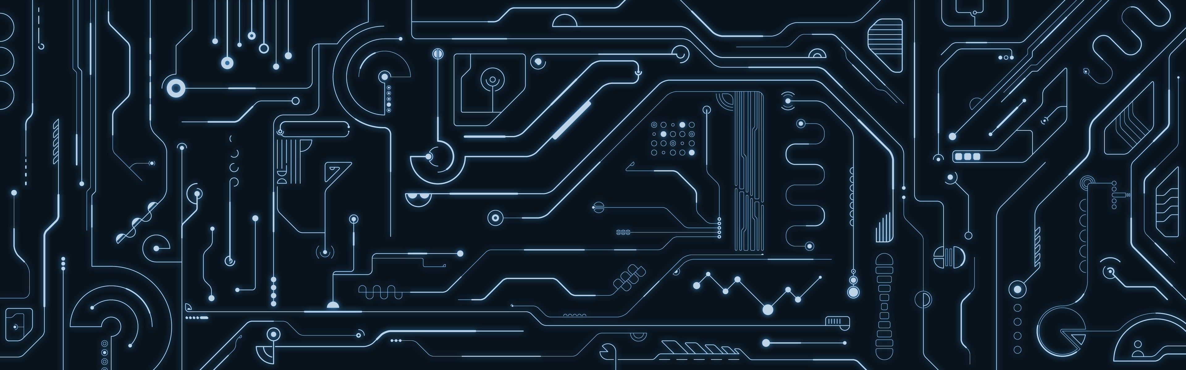 Futuristic circuit board with multiple displays HD Wallpaper