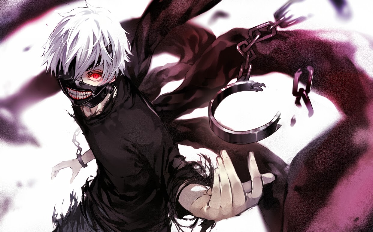 Ken Kaneki with red eyes and mask from Tokyo Ghoul HD Wallpaper