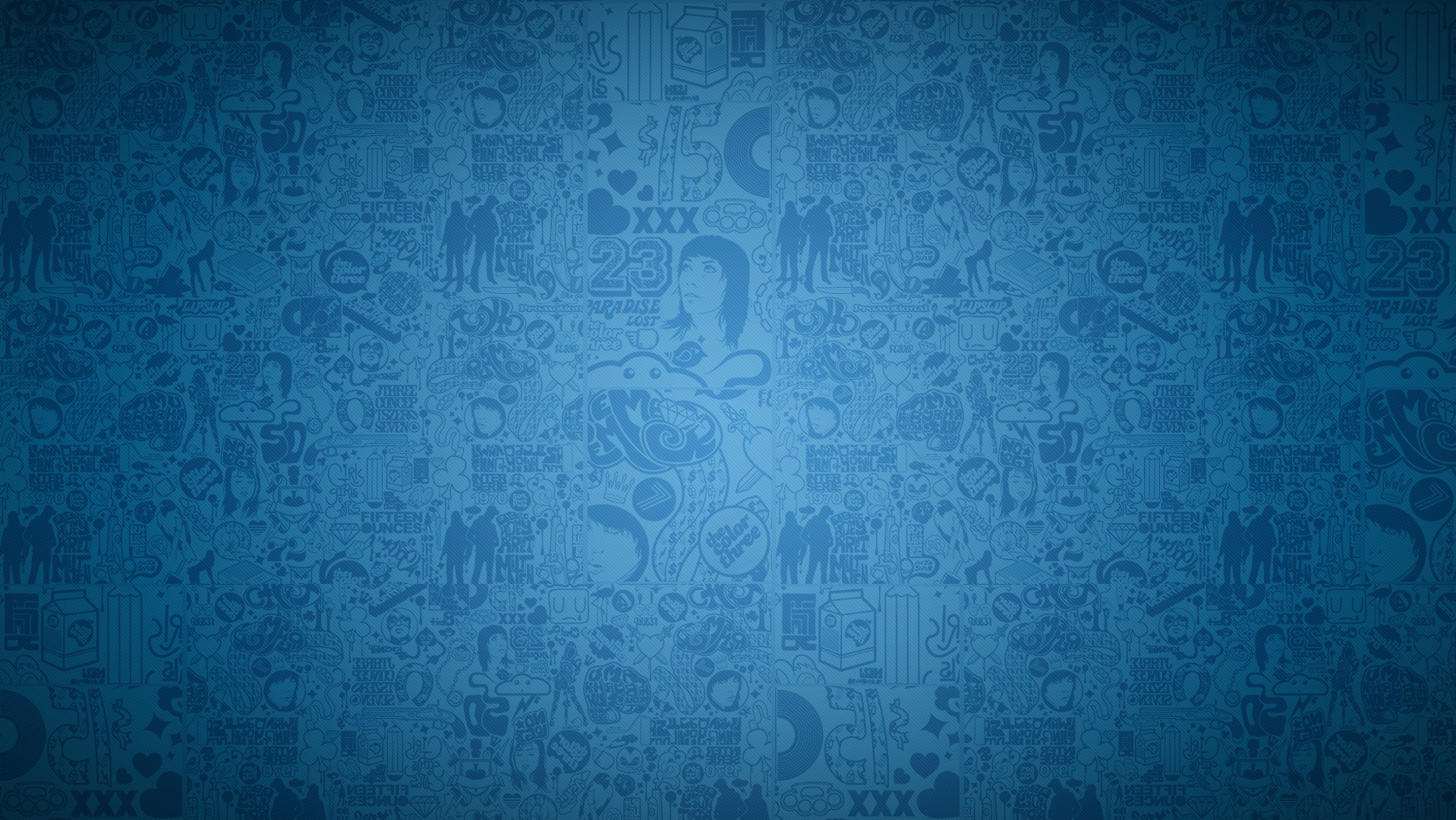 Blue doodle pattern with various icons HD Wallpaper