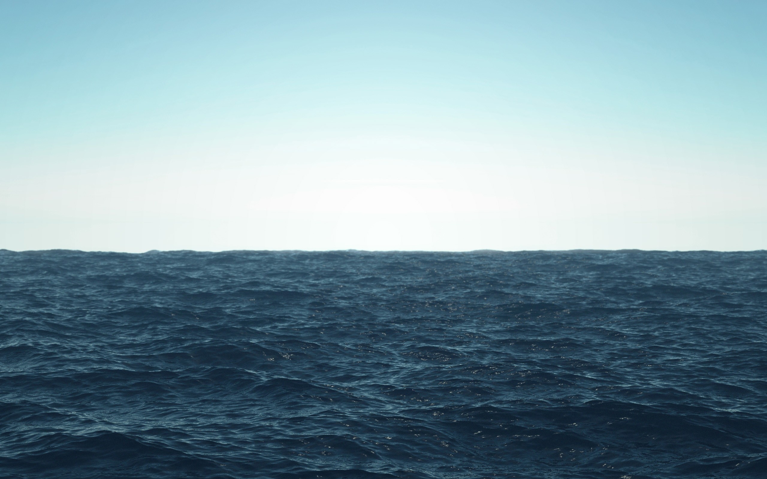 The vast ocean under a clear sky HD Wallpaper