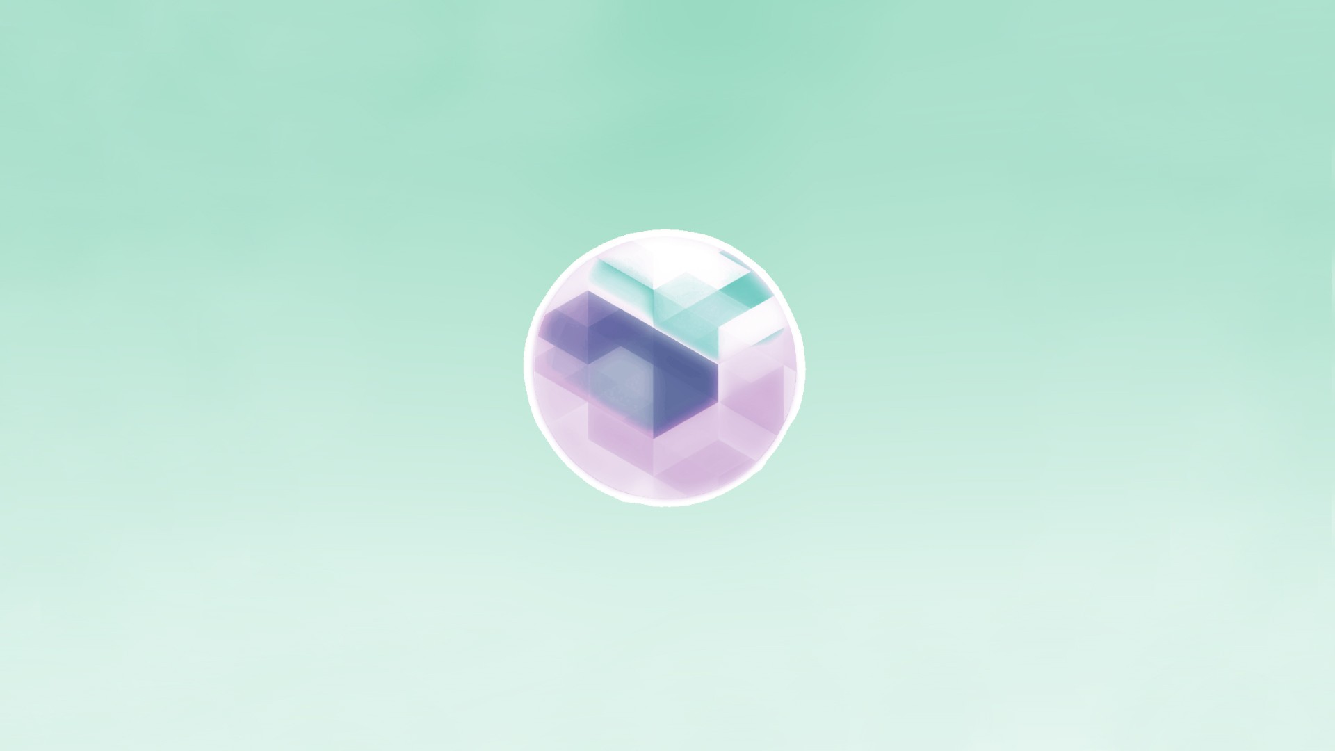 Abstract geometric sphere with purple and teal facets HD Wallpaper
