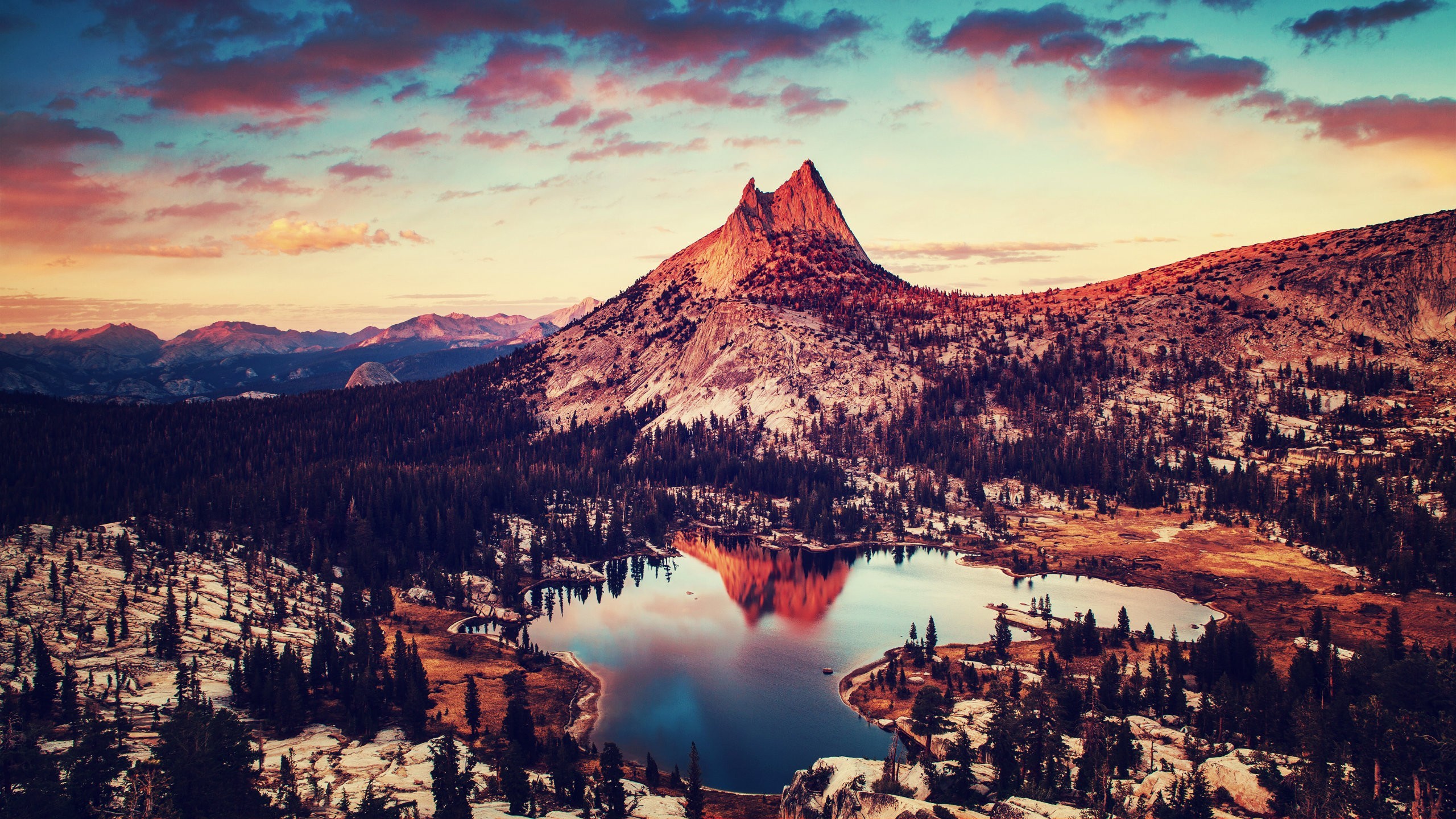 Cathedral Pass Yosemite National Park Sunset Reflection HD Wallpaper
