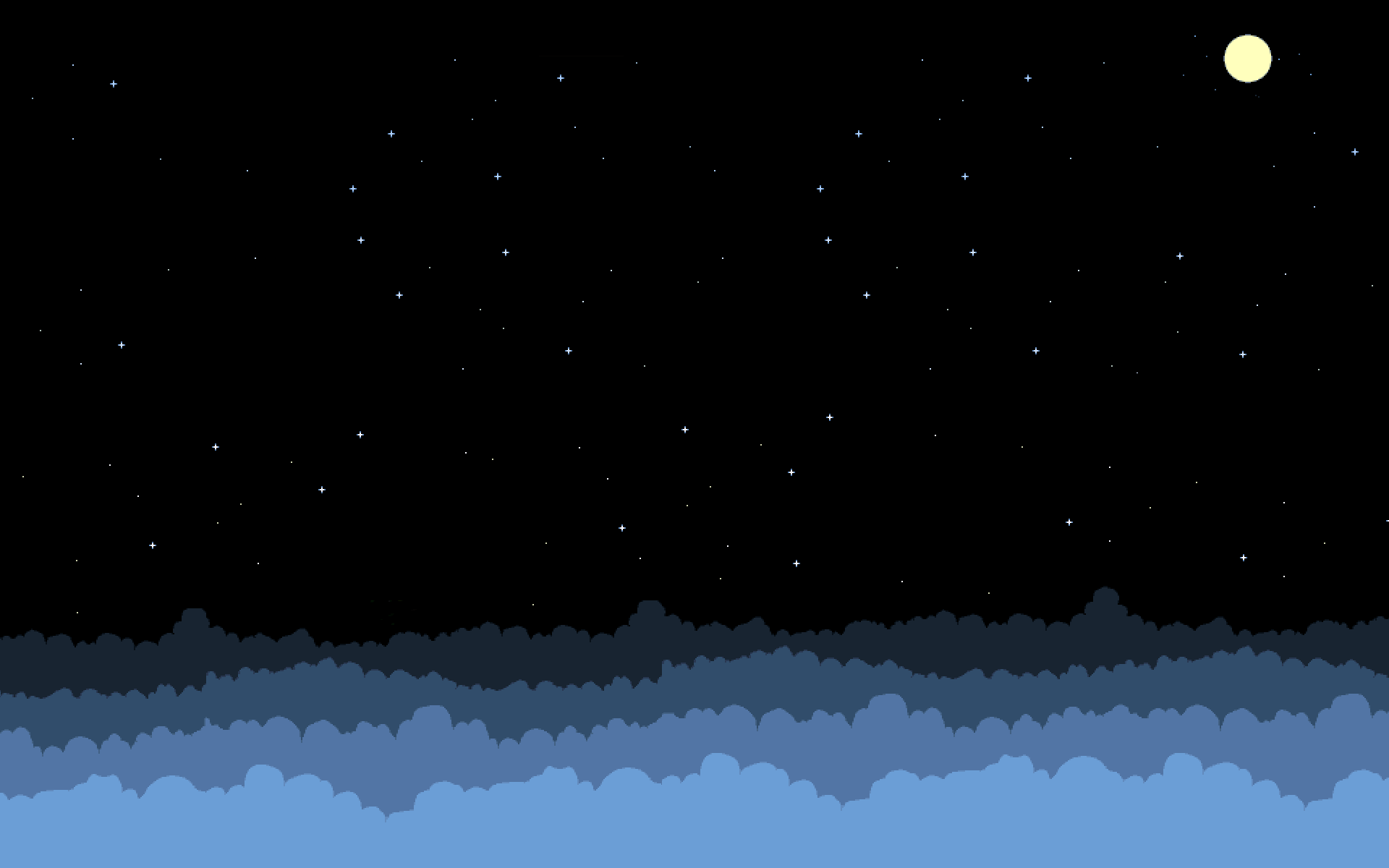 Pixel art night sky with moon and clouds HD Wallpaper
