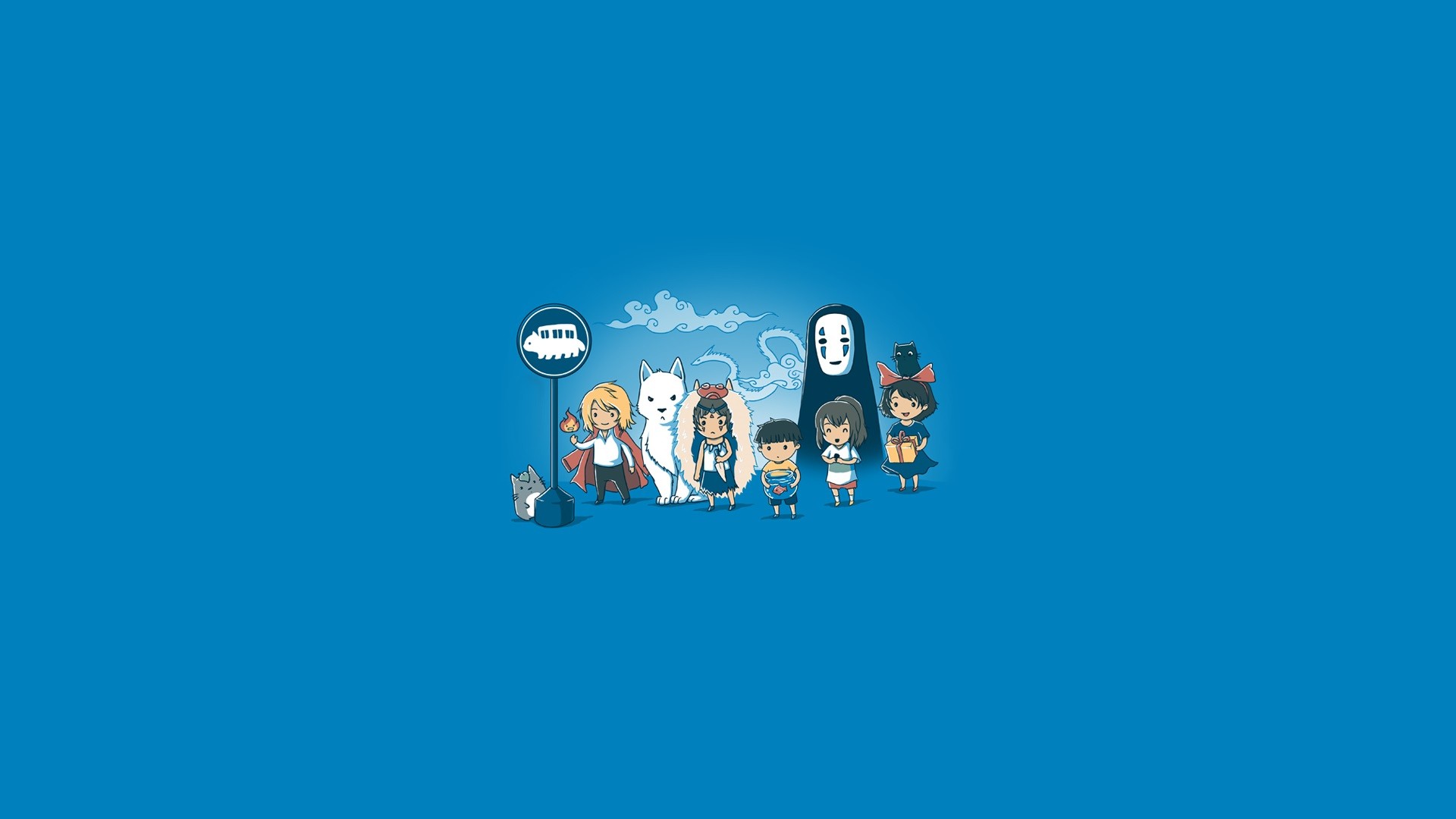 Studio Ghibli Howls Moving Castle Castle in the Sky Chihiro My Neighbor Totoro minimalism simple background Kikis Delivery Service Princess Mononoke anime ponyo Hayao Miyazaki Spirited Away Totoro HD Wallpaper