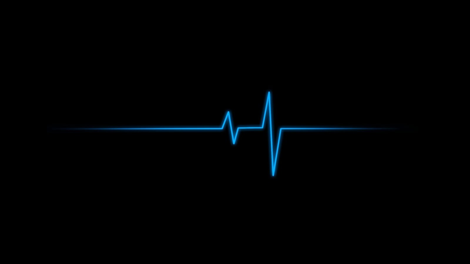 Blue electrocardiogram line on black background HD Wallpaper