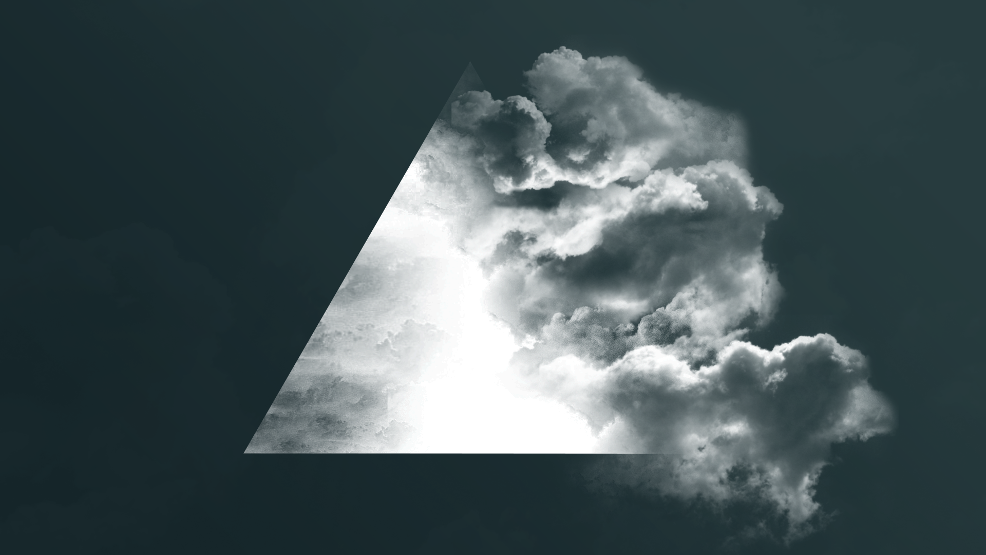 Monochrome triangle with clouds and light HD Wallpaper