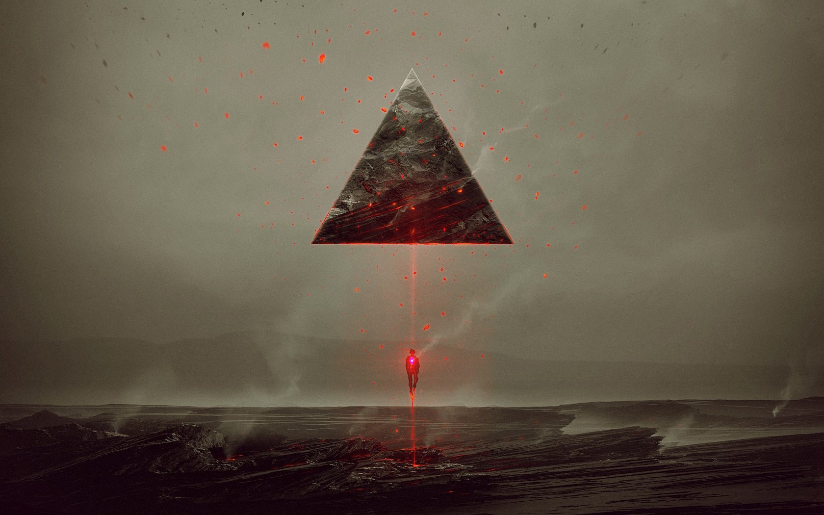 Kuldar Leement's artwork of a floating pyramid HD Wallpaper