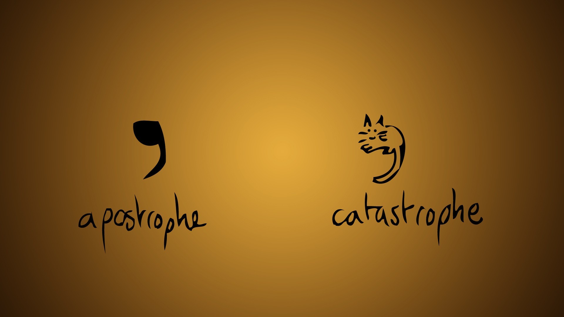 Apostrophe vs. Catastrophe Pun HD Wallpaper