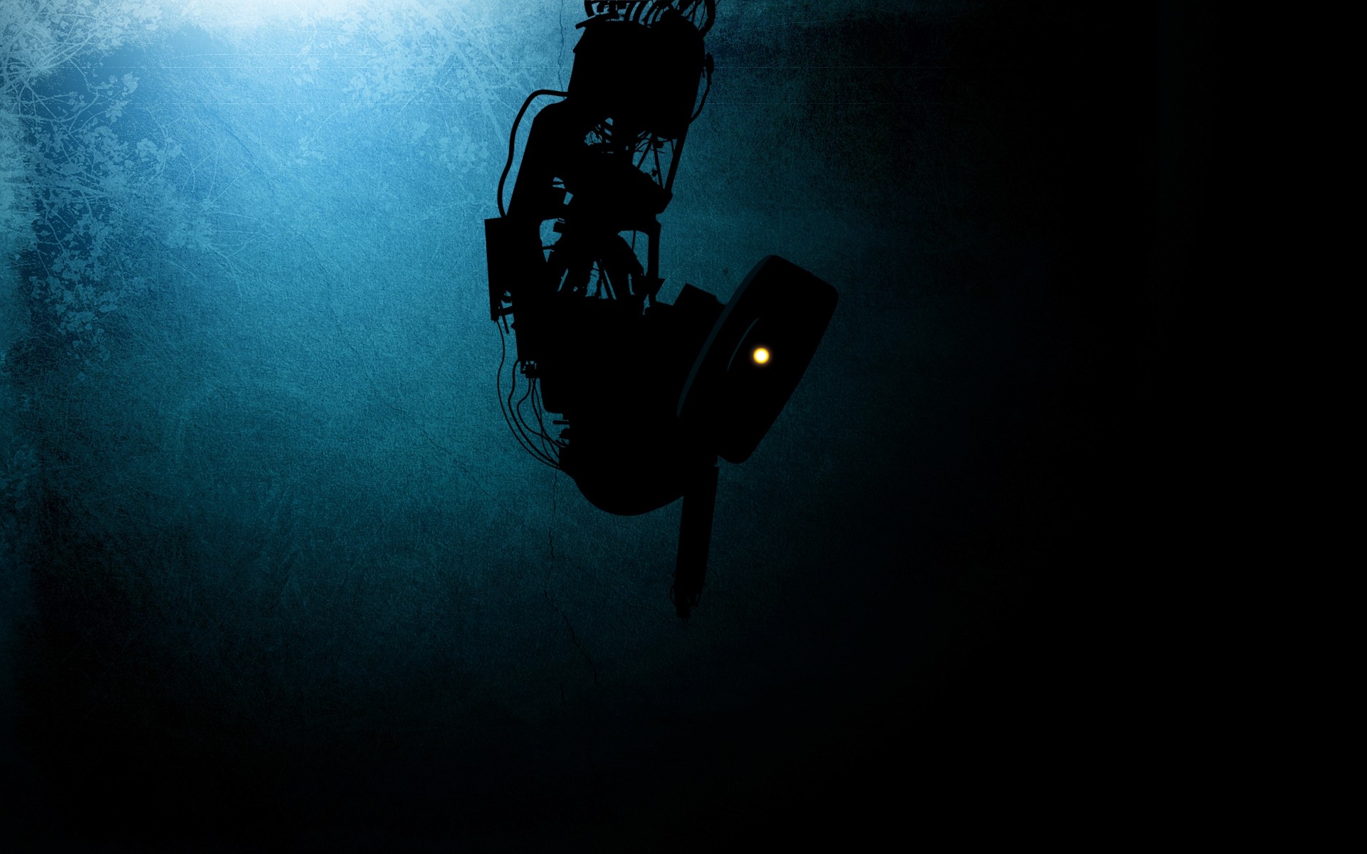 Portal 2 GLaDOS silhouette against blue background HD Wallpaper