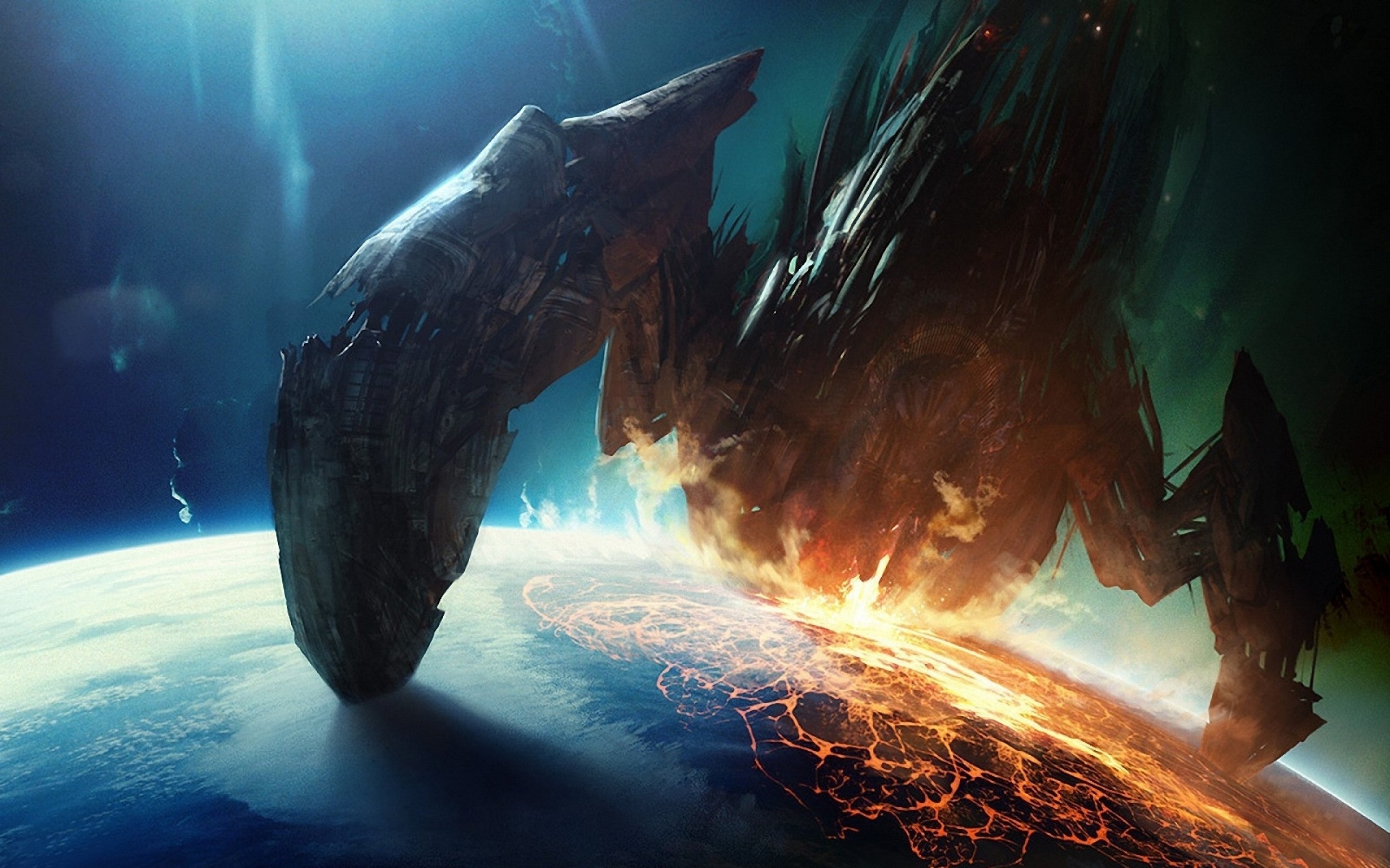 Apocalyptic space art of a destroyed planet HD Wallpaper