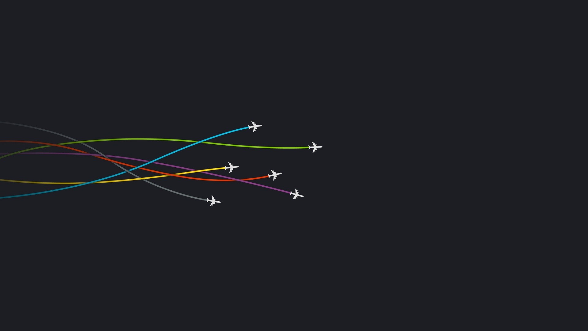 Minimalist artwork of airplanes with colorful trails HD Wallpaper