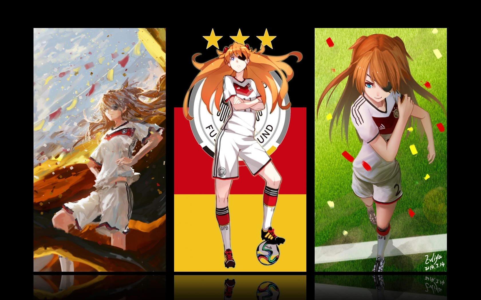 Asuka Langley Soryu in Germany Soccer Uniform HD Wallpaper