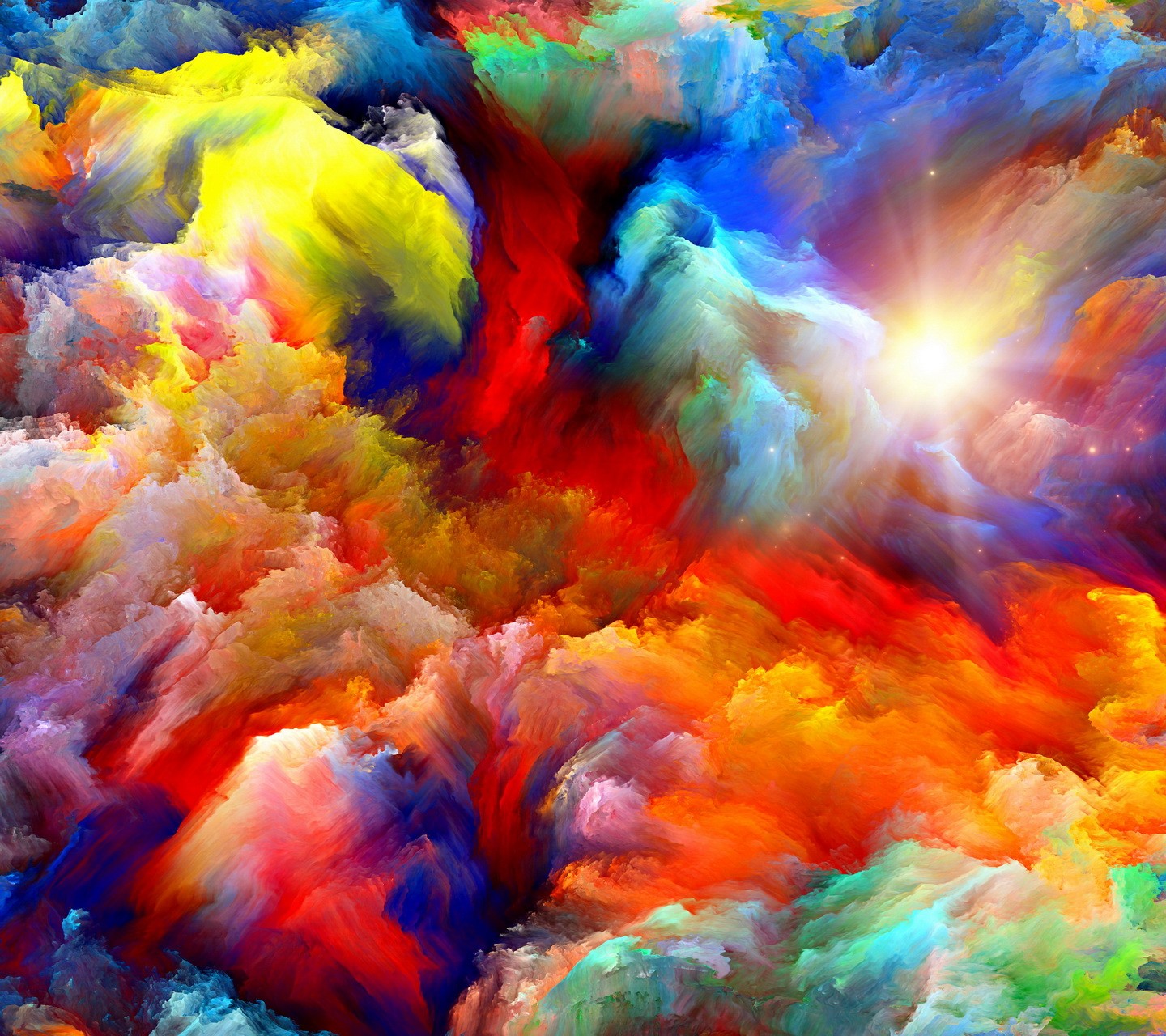Abstract colorful artwork with a bright light source HD Wallpaper