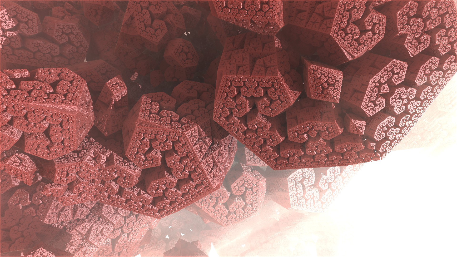 Red fractal structures in abstract digital art HD Wallpaper