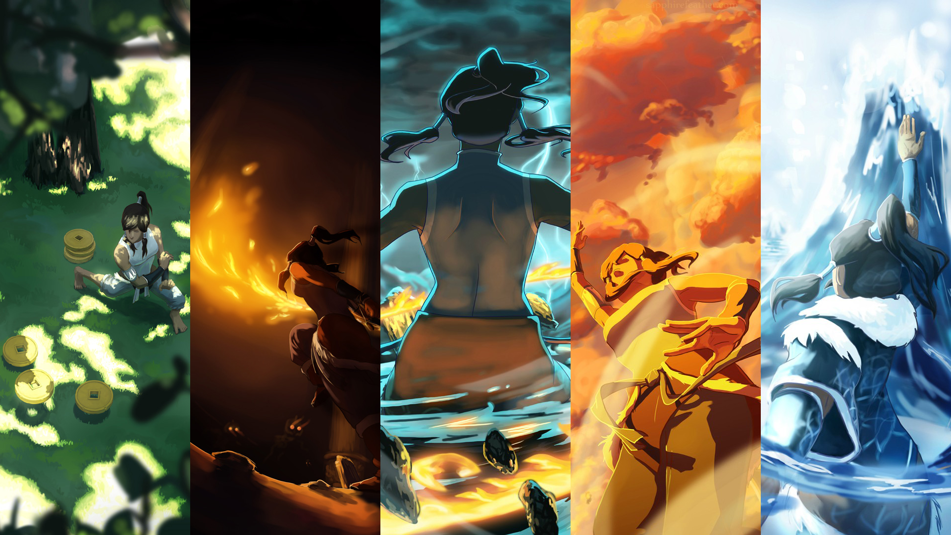 The Legend of Korra elemental bending montage HD Wallpaper