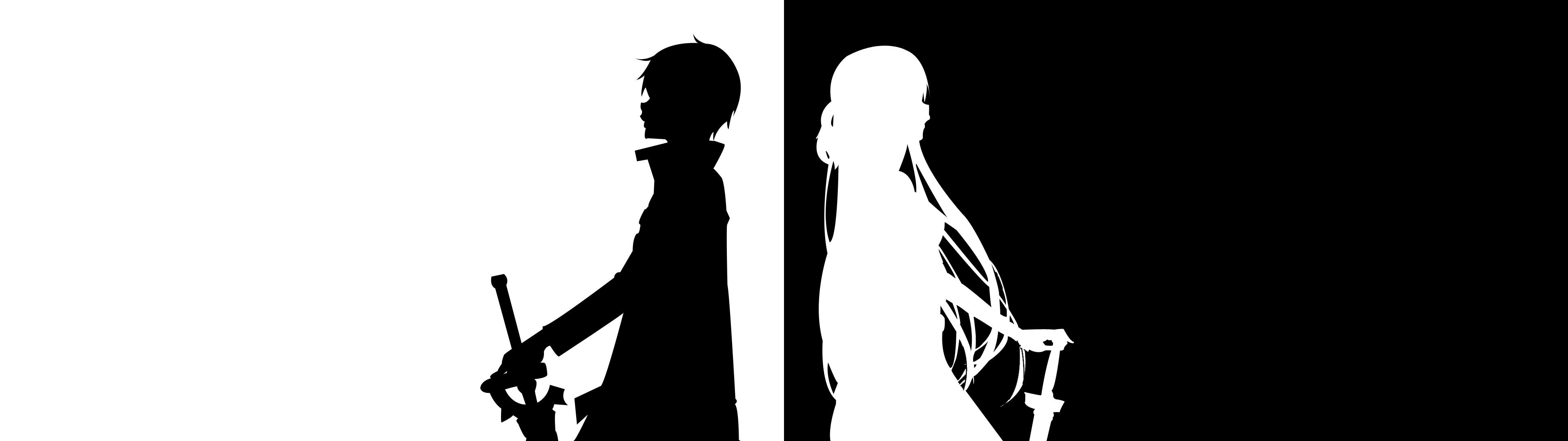 Kirito and Asuna silhouettes from Sword Art Online HD Wallpaper