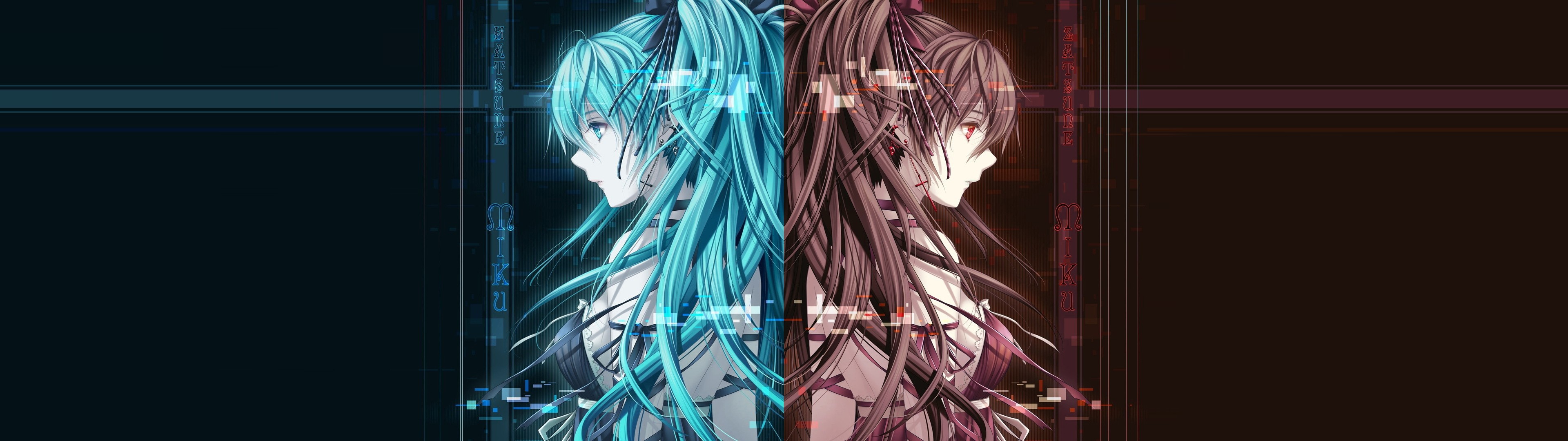 Hatsune Miku and Kagamine Rin anime characters HD Wallpaper