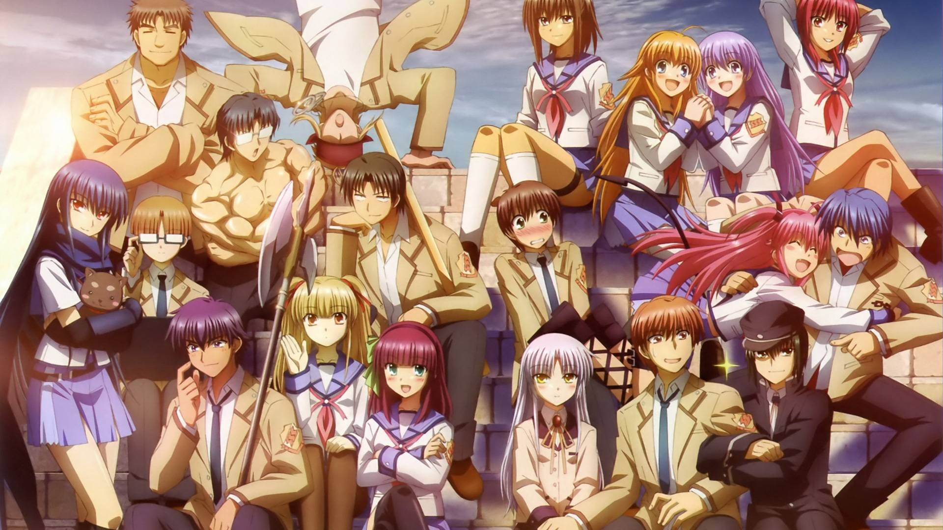 Angel Beats! characters posing together HD Wallpaper