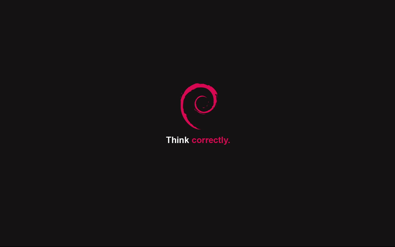Debian Linux logo with text "Think correctly." HD Wallpaper