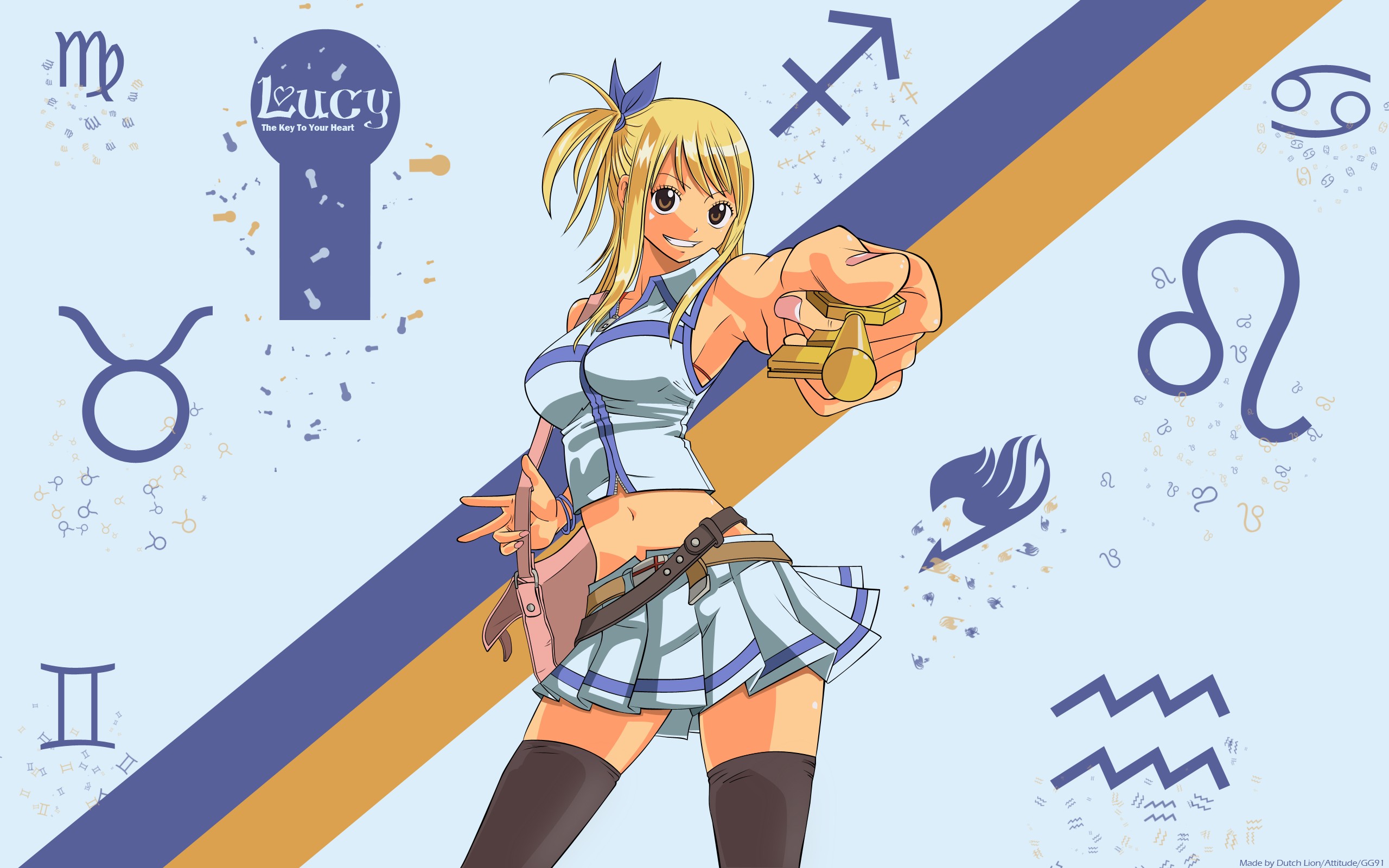 Lucy Heartfilia from Fairy Tail holding a key HD Wallpaper