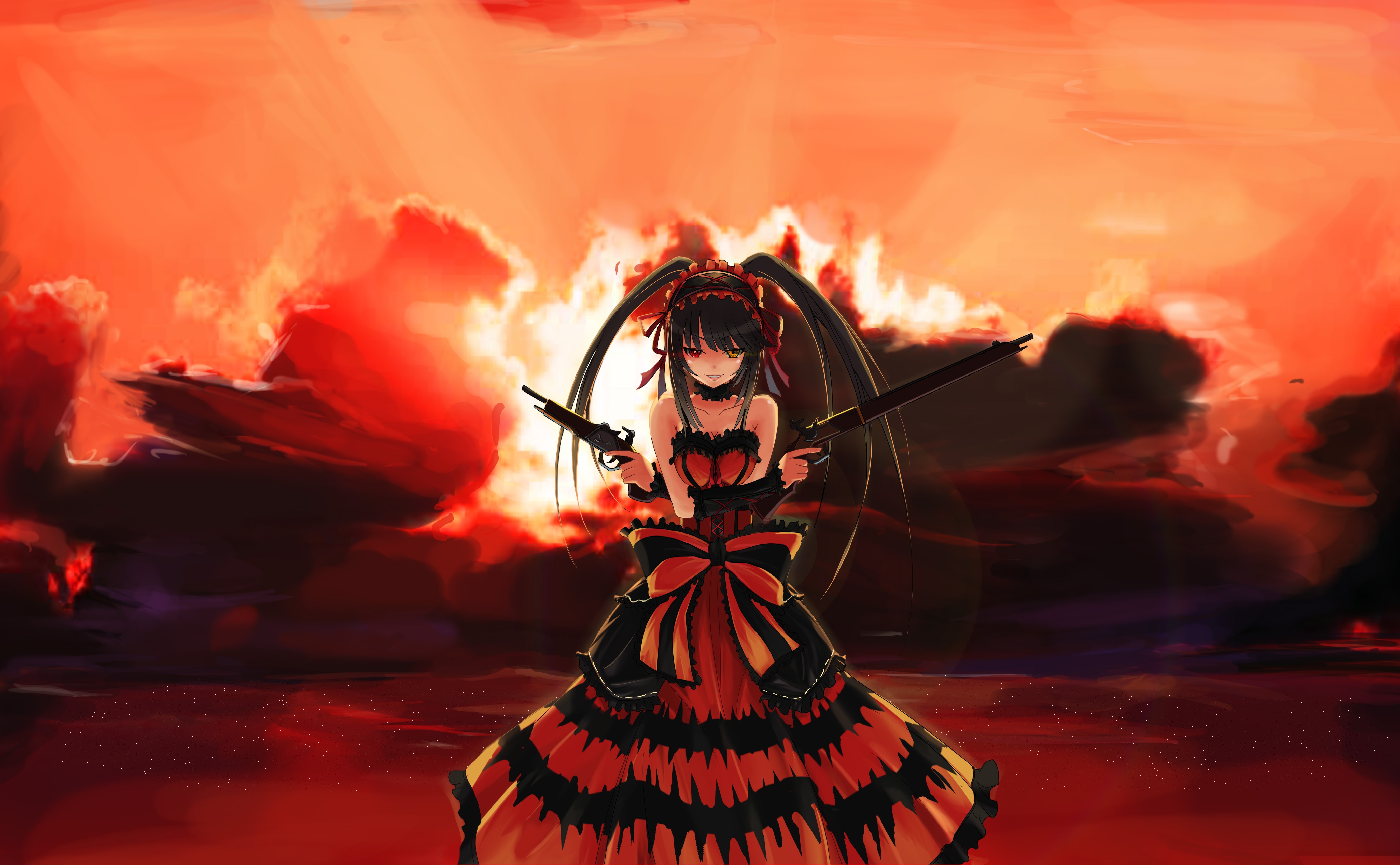 Tokisaki Kurumi from Date A Live with Guns HD Wallpaper