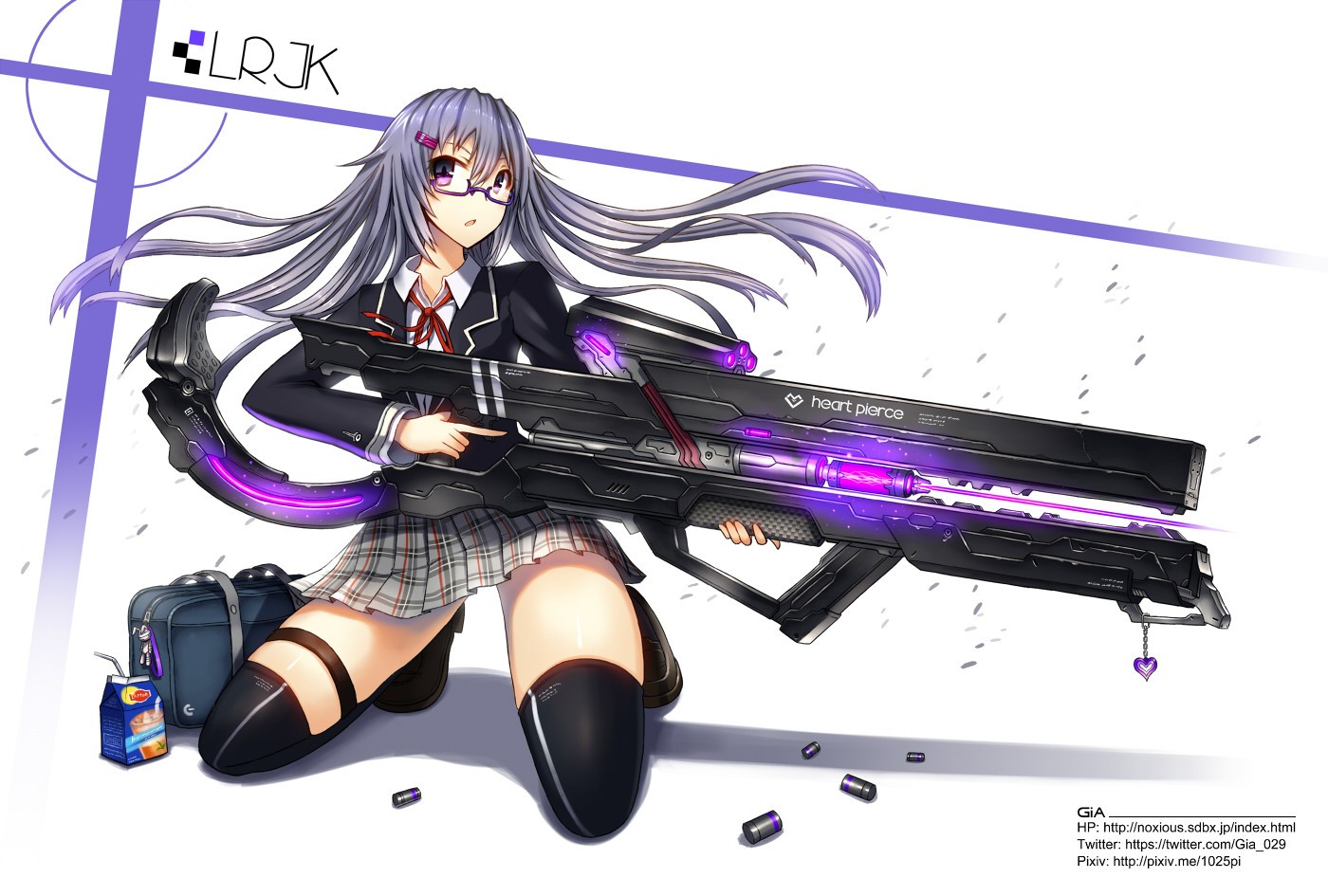 Anime girl with a large railgun HD Wallpaper