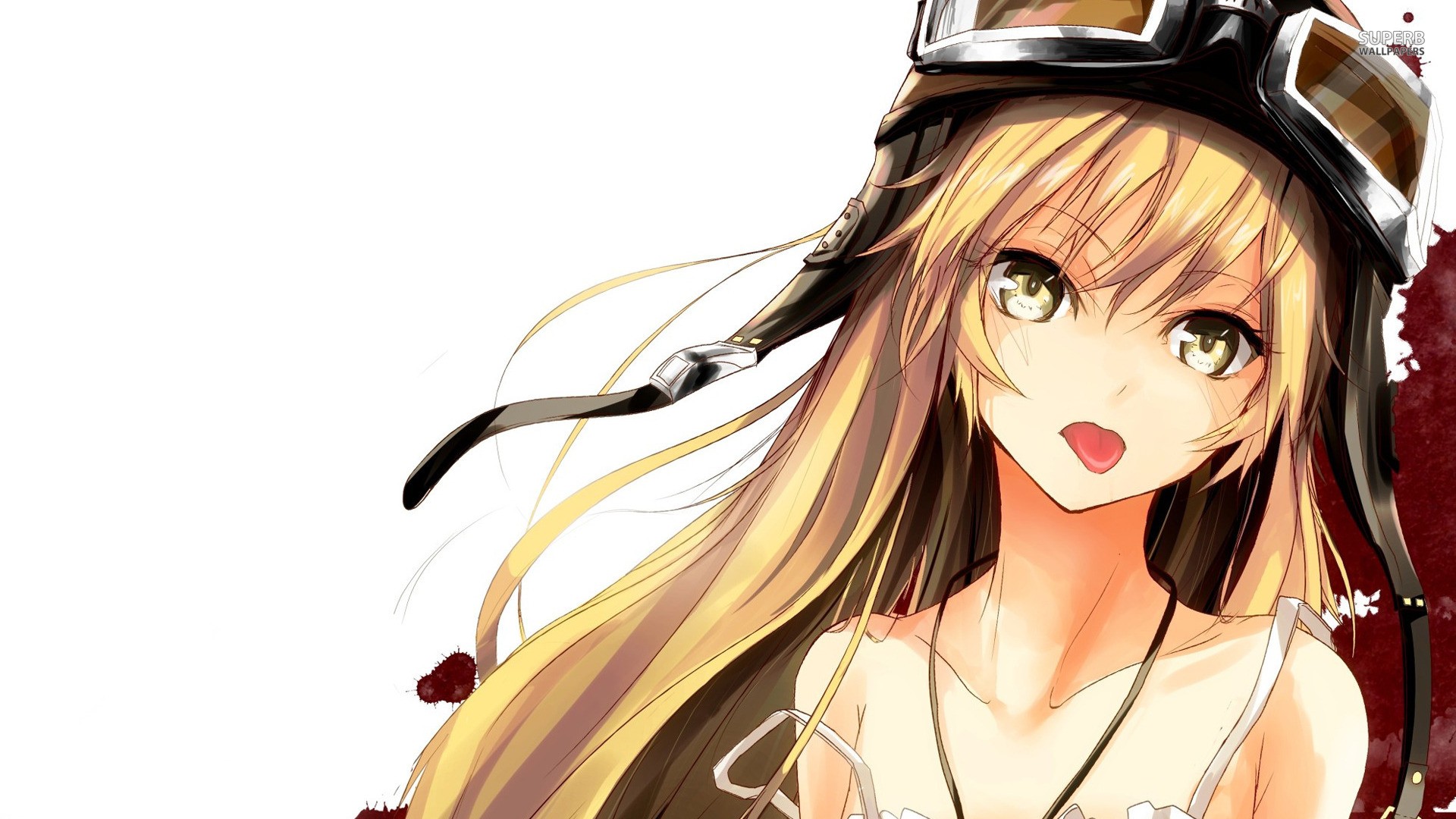 Oshino Shinobu from Monogatari Series wearing goggles HD Wallpaper