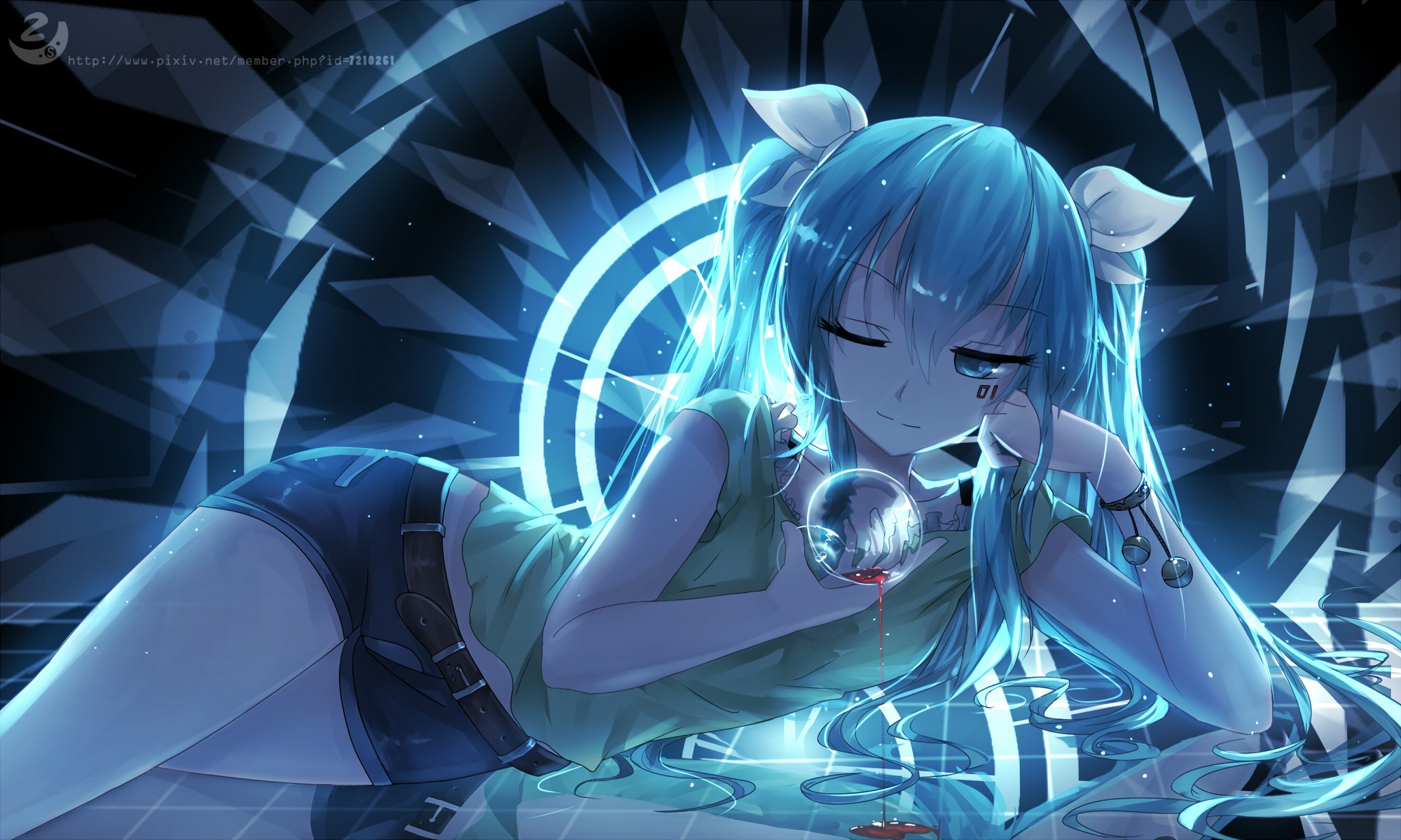 Hatsune Miku holding a crystal ball HD Wallpaper