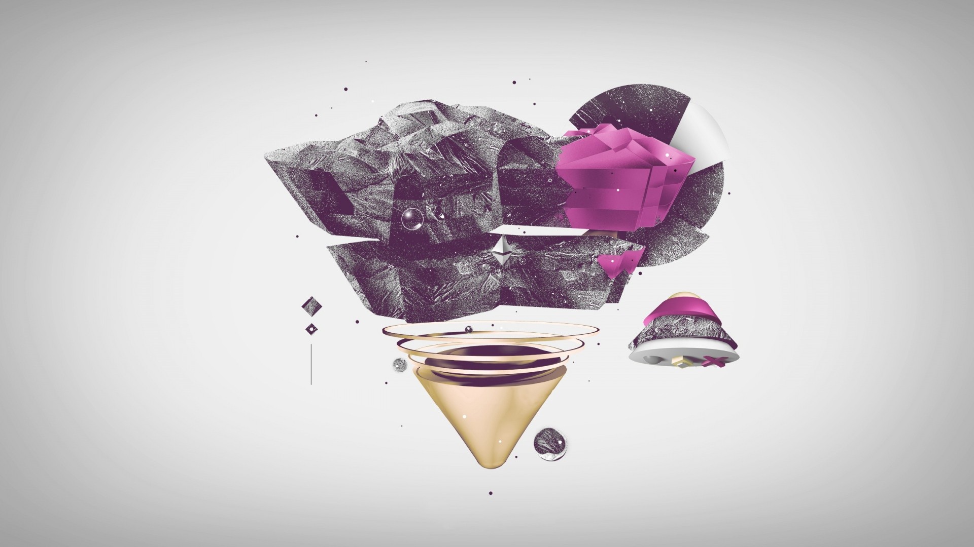 Abstract geometric shapes and textures floating HD Wallpaper