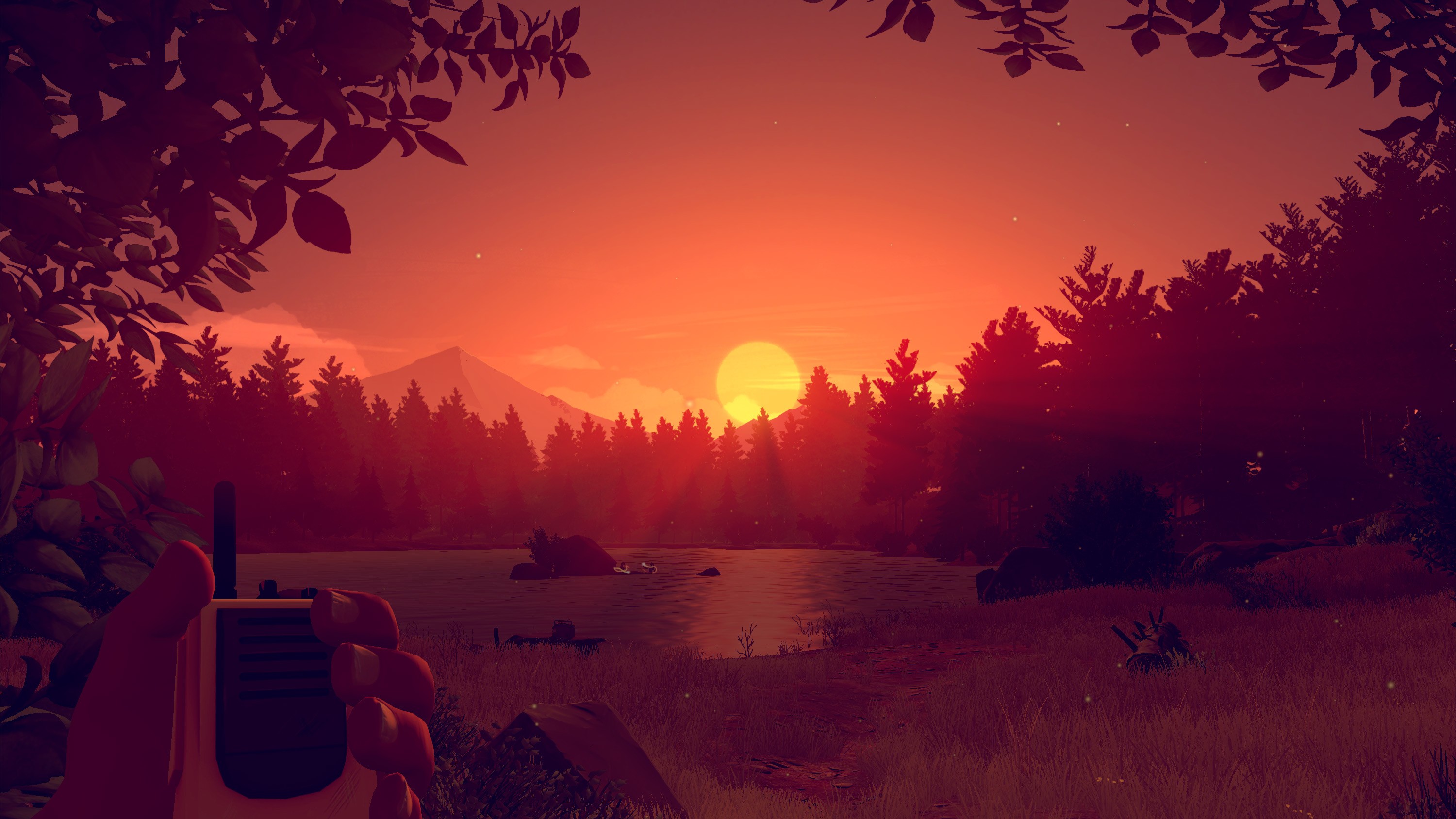 Firewatch: Sunset over a forest lake HD Wallpaper