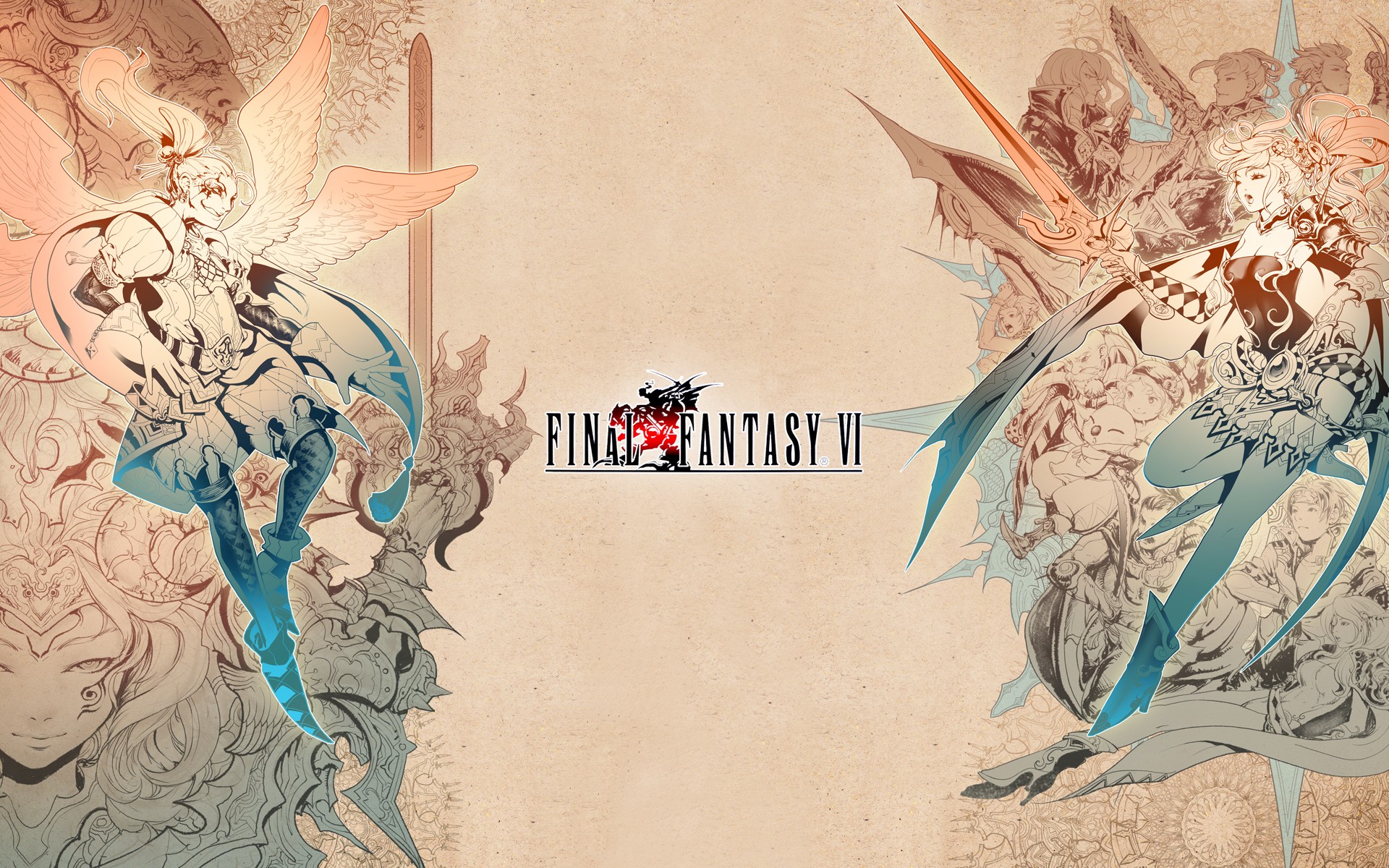Final Fantasy VI Artwork with Characters HD Wallpaper