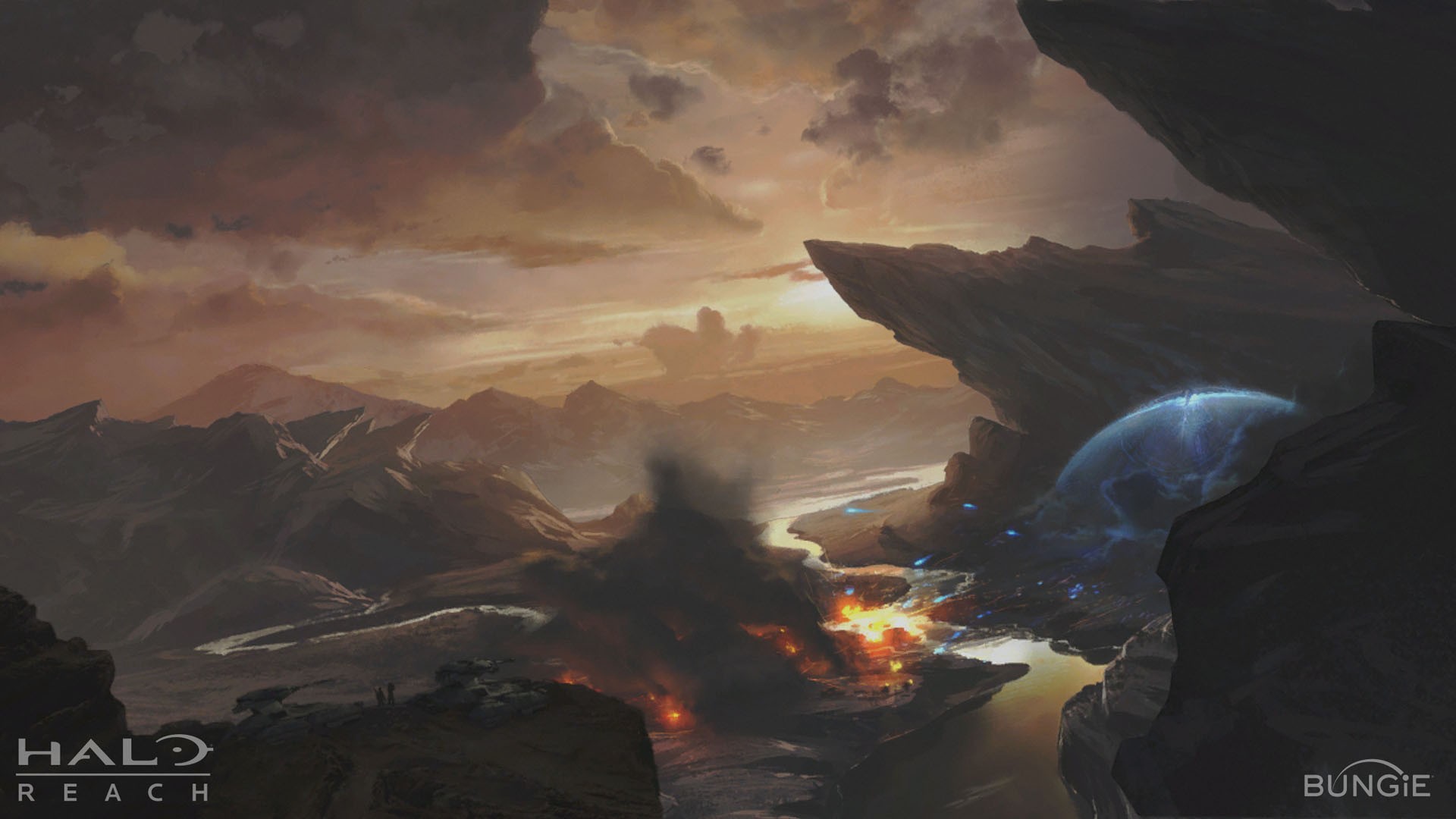 Halo Reach concept art with Covenant shield HD Wallpaper