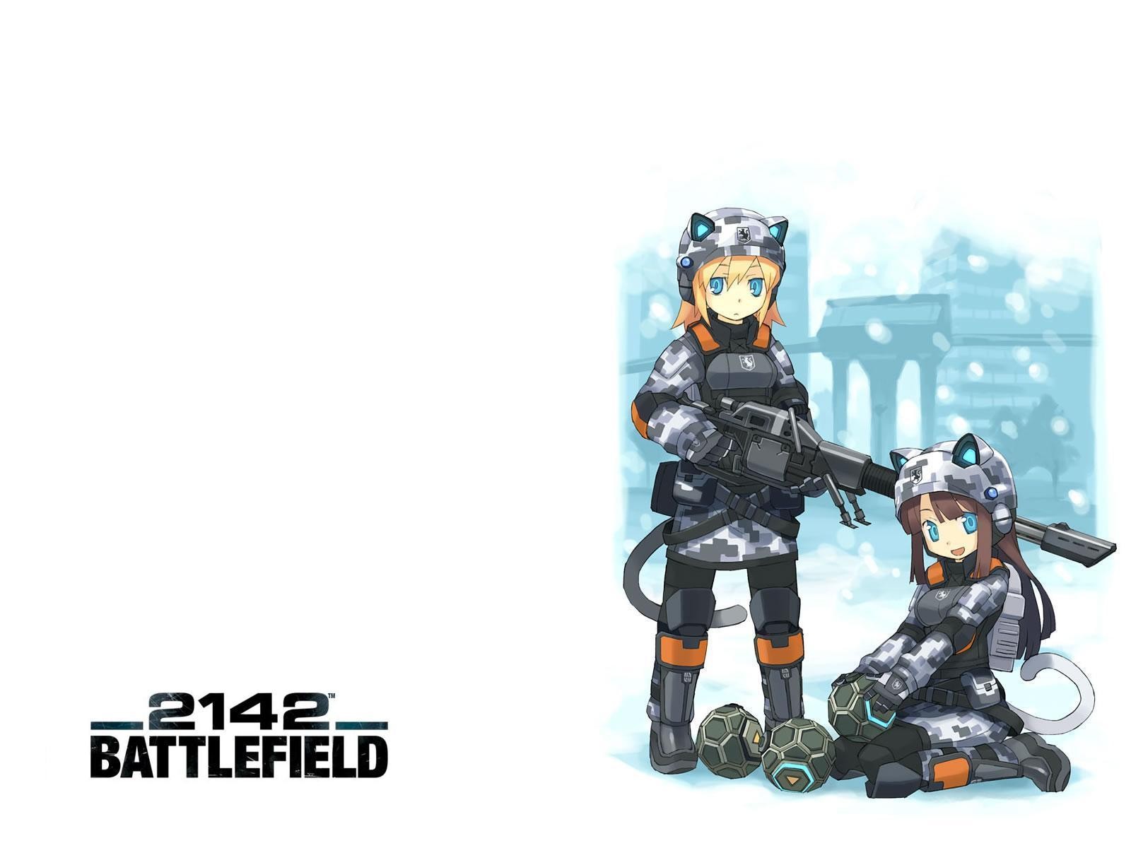 Battlefield 2142 anime girls with machine gun HD Wallpaper