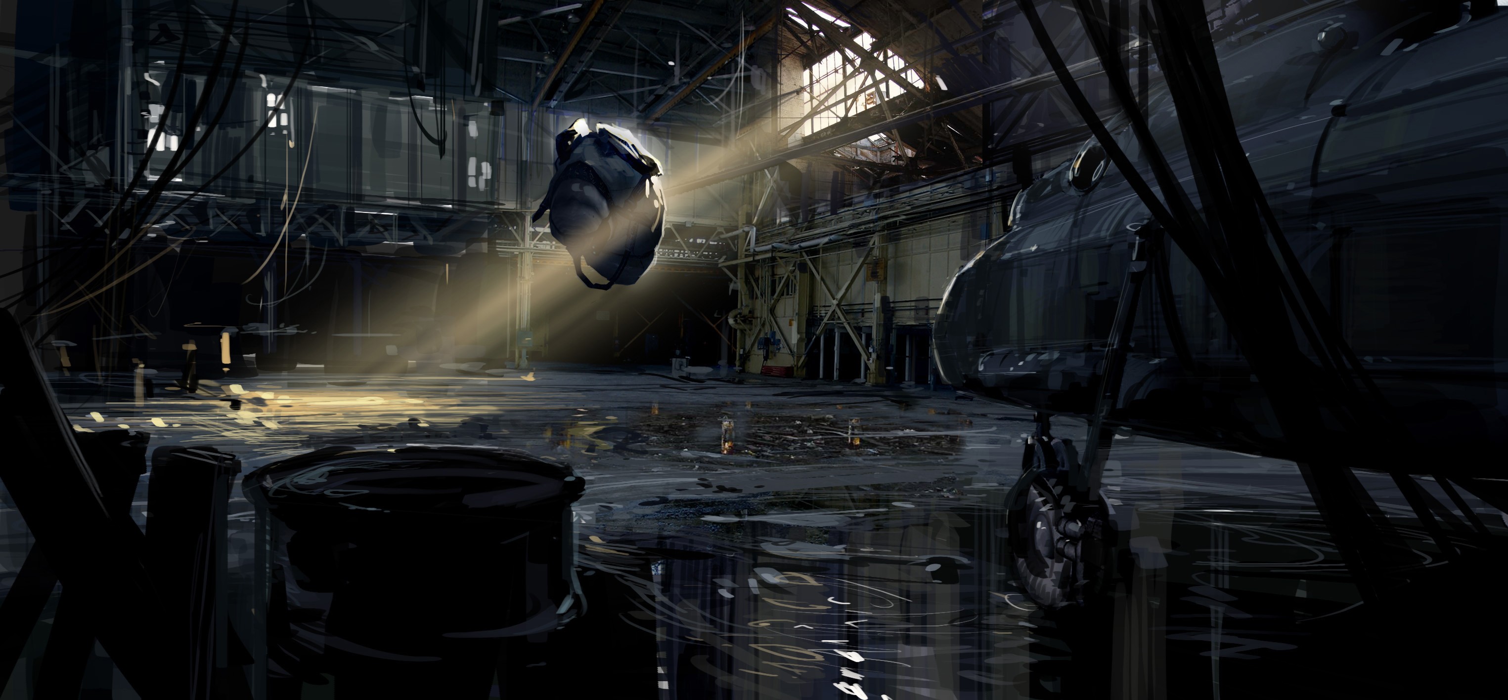 Gordon Freeman in a derelict hangar HD Wallpaper