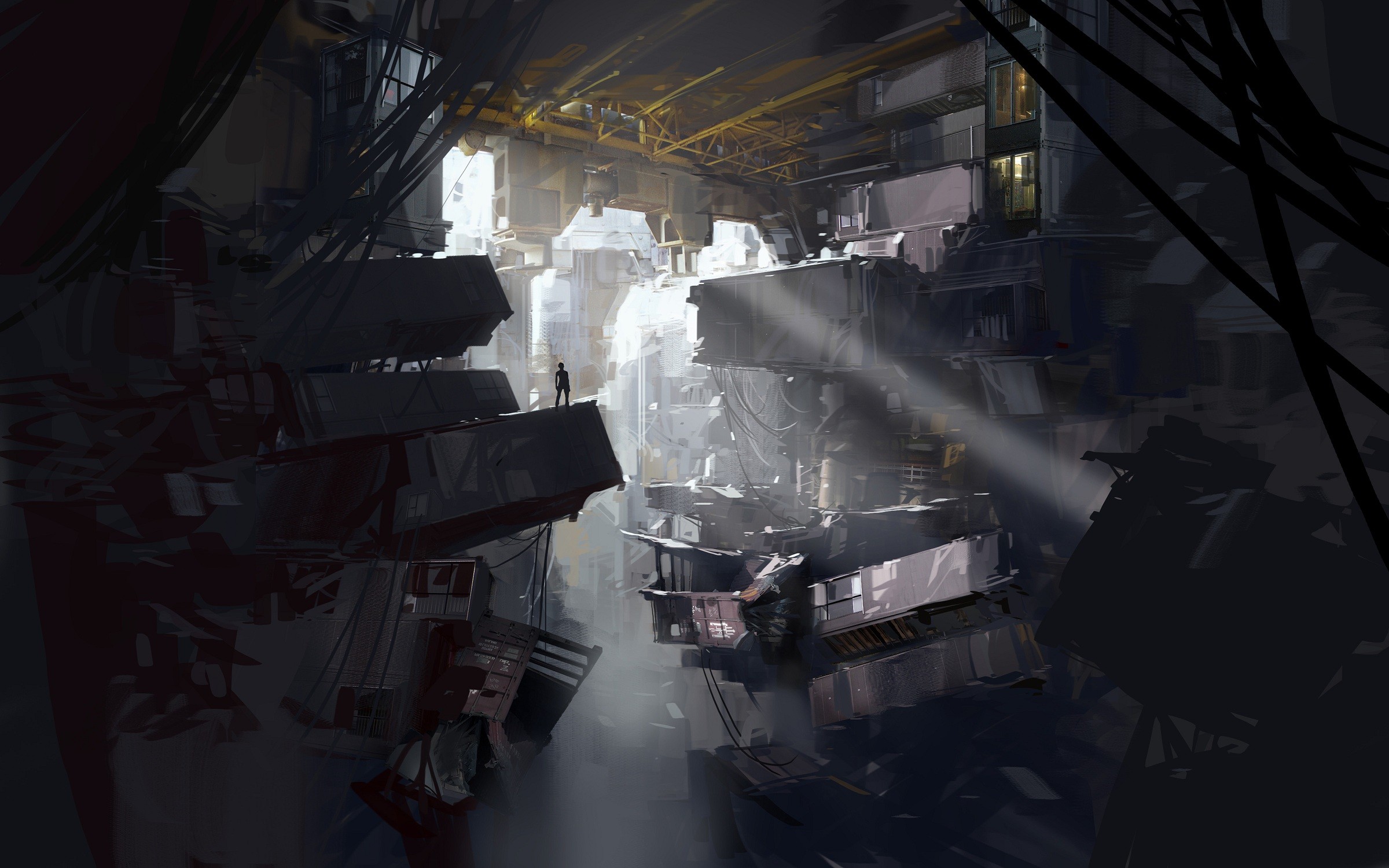 Portal 2 concept art of a desolate industrial environment HD Wallpaper
