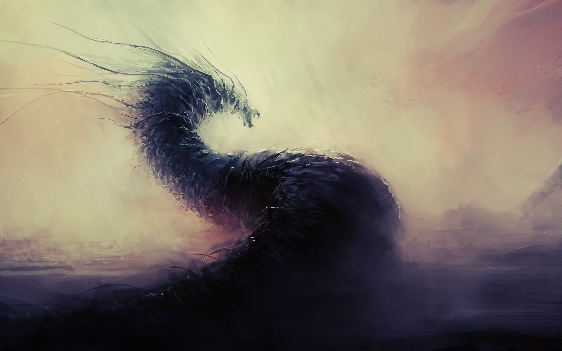 Fantasy art of a dark dragon HD Wallpaper