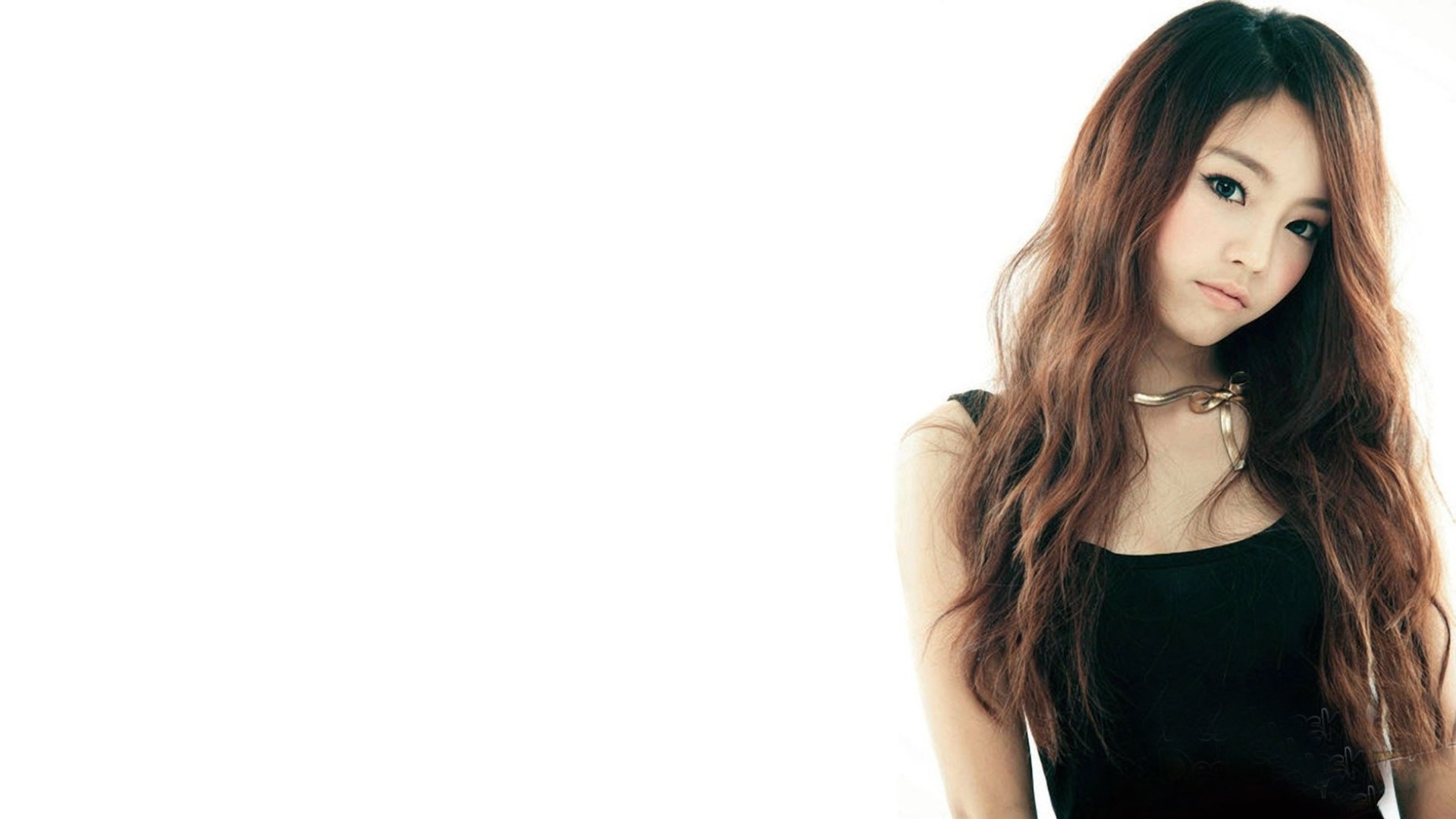 Asian woman with long brown hair HD Wallpaper