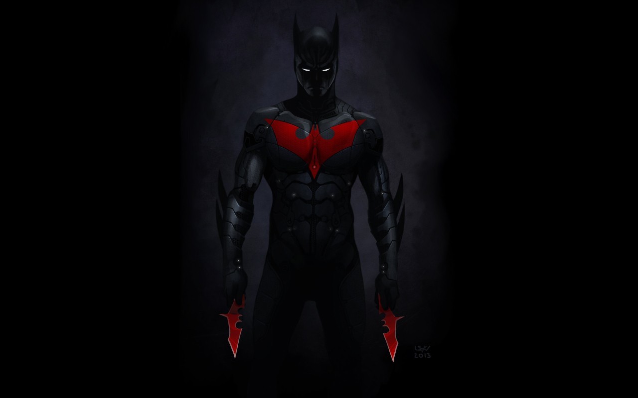 Batman Beyond holding red batarangs HD Wallpaper