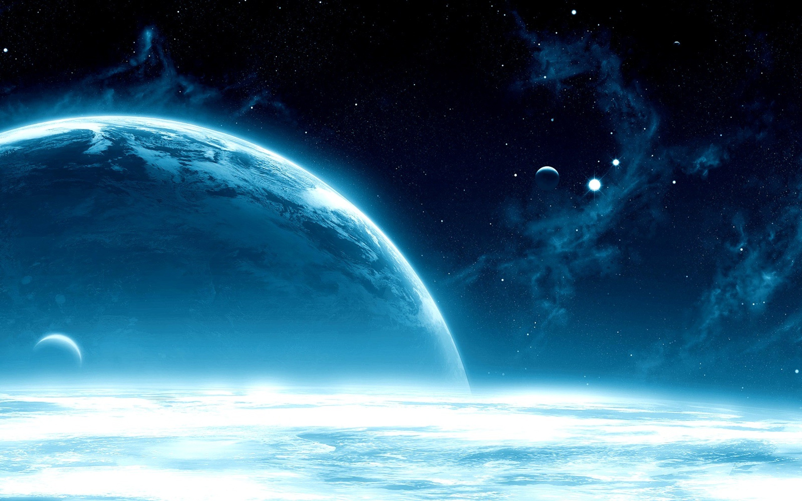 Digital art of a planet in space with nebulae HD Wallpaper