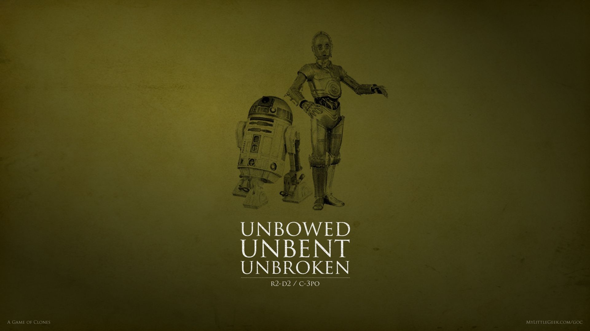 R2-D2 and C-3PO "Unbowed Unbent Unbroken" HD Wallpaper