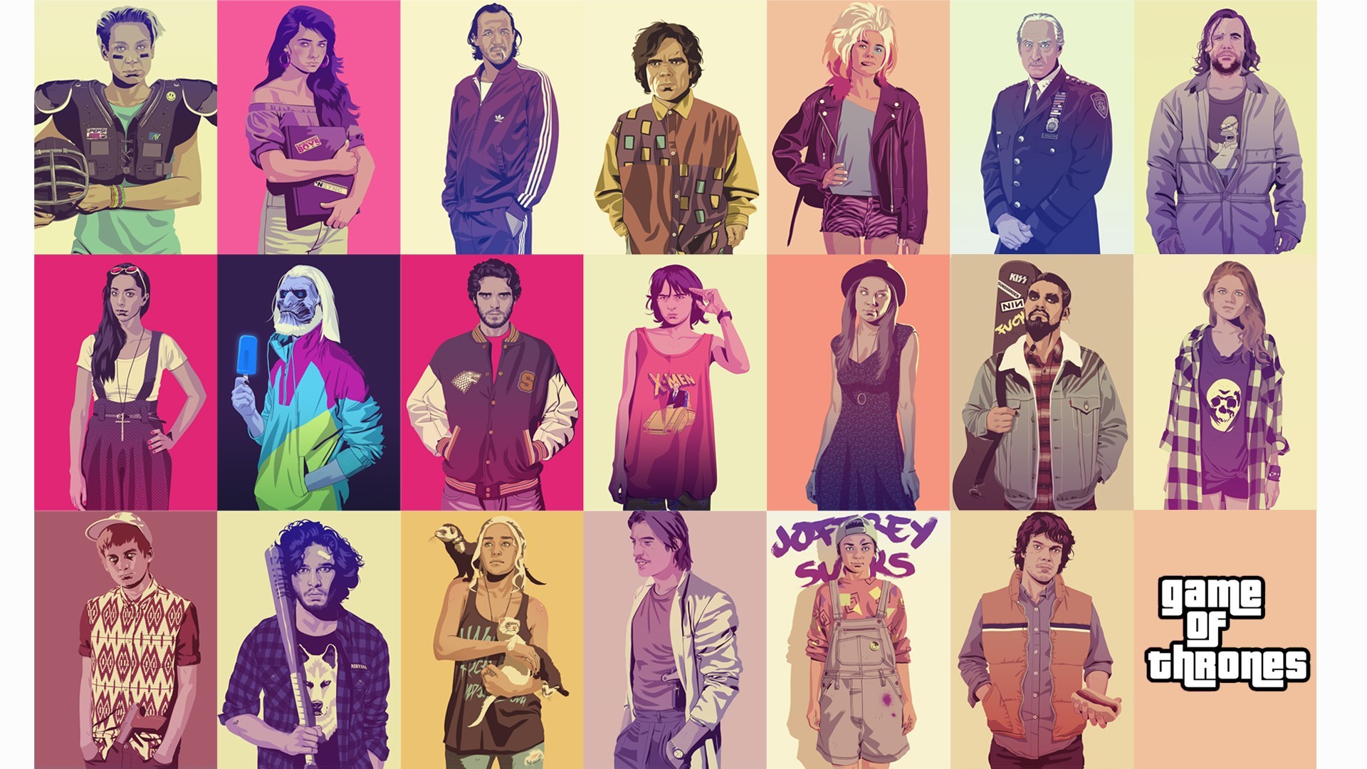Game of Thrones characters in a collage HD Wallpaper