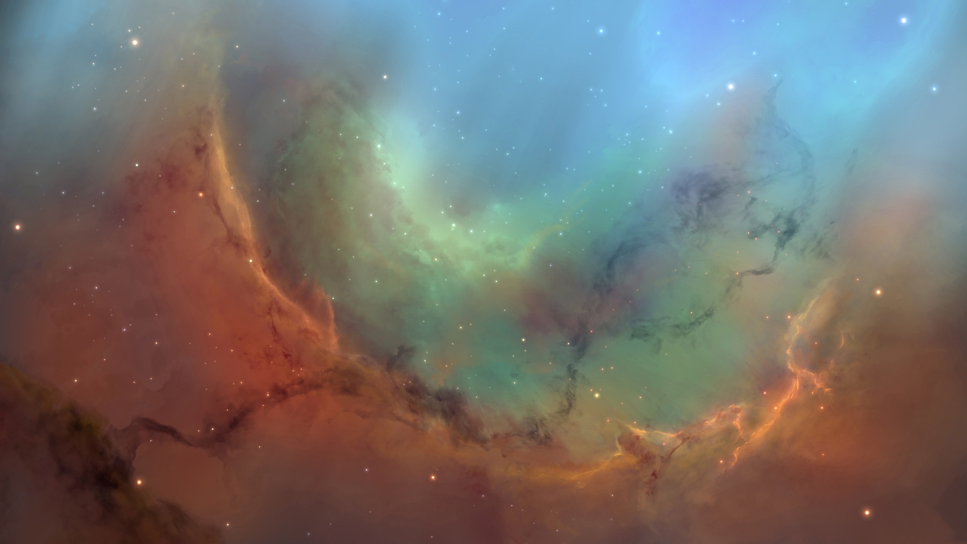 Colorful nebula with stars in deep space HD Wallpaper