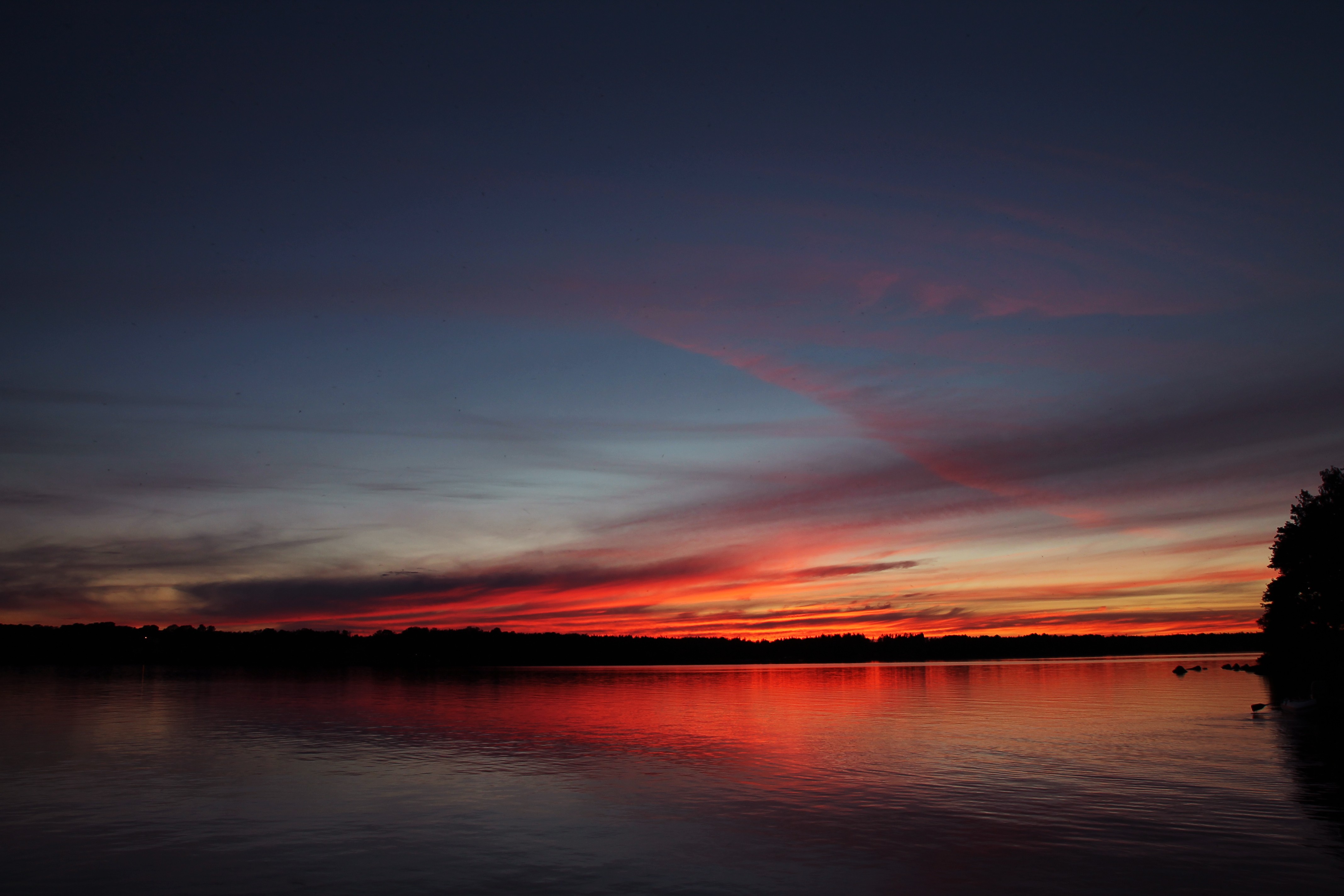 Sunset over a lake in Sweden HD Wallpaper