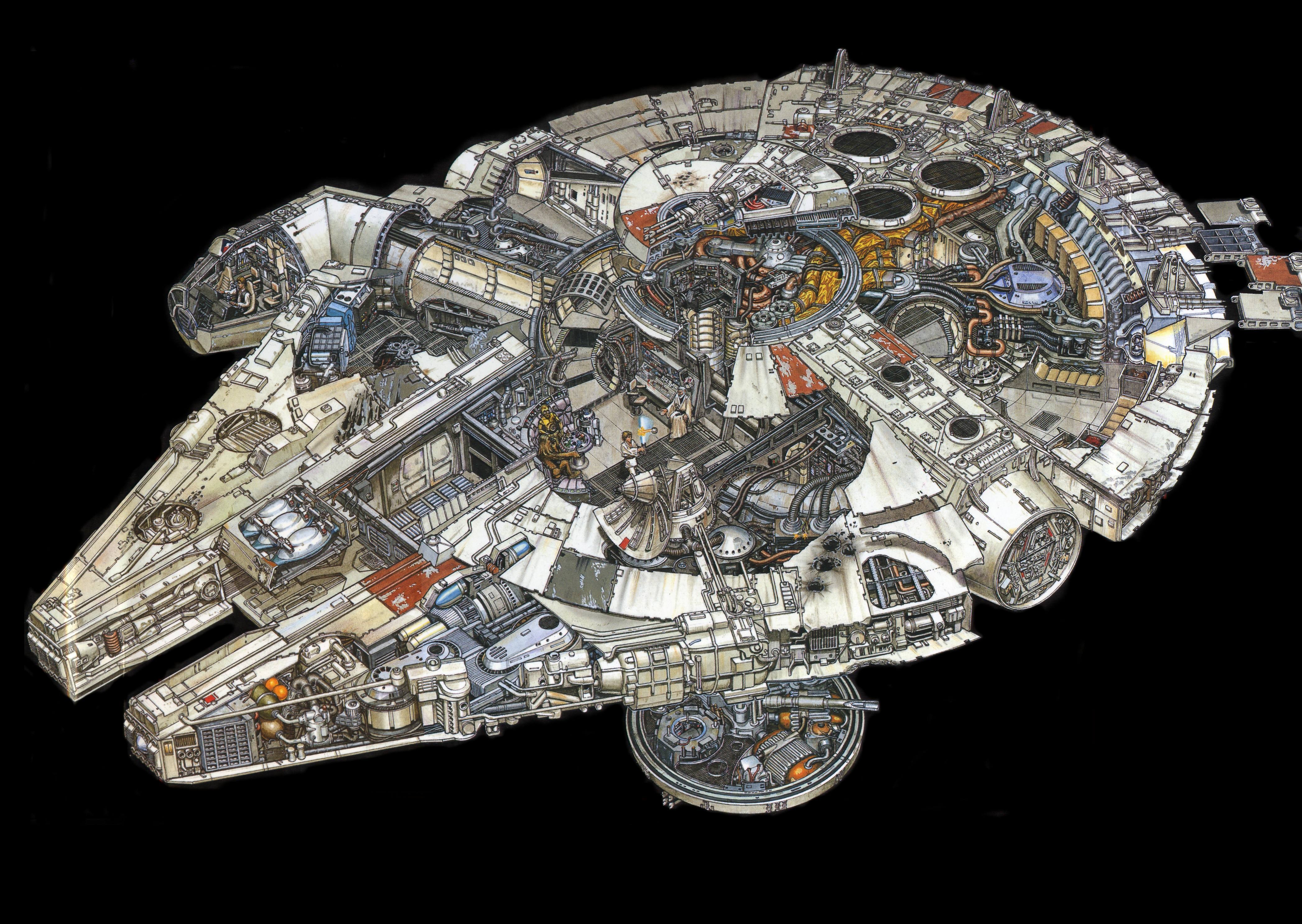 Millennium Falcon cutaway diagram HD Wallpaper