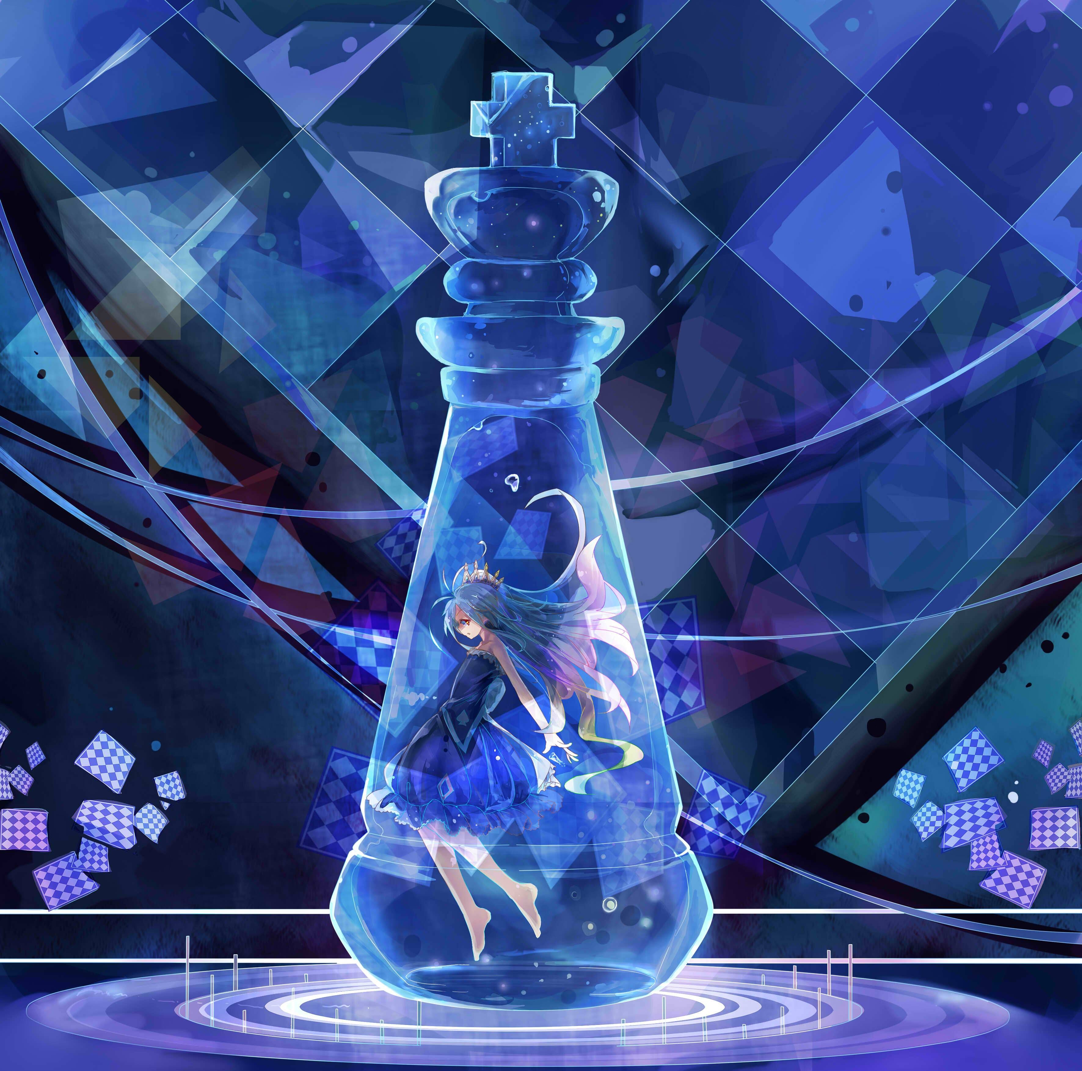 Shiro from No Game No Life inside a chess piece HD Wallpaper