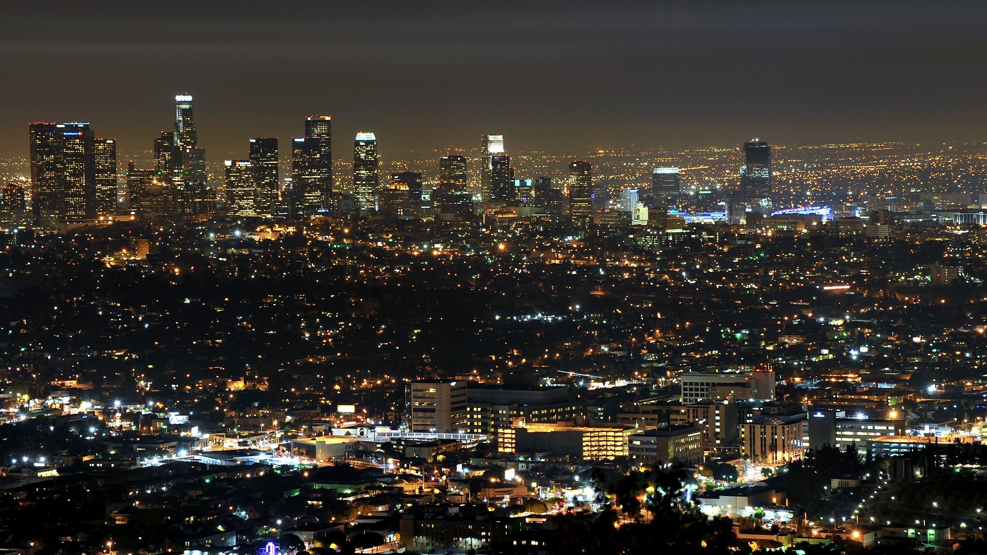 Los Angeles cityscape at night HD Wallpaper